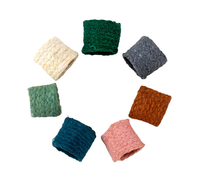 British Colour Standard - Jute Silky Napkin Ring - Jade, Set of 4 -