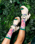 Sock Candy - Wicked For Good Floral Sheer Crew Sock -