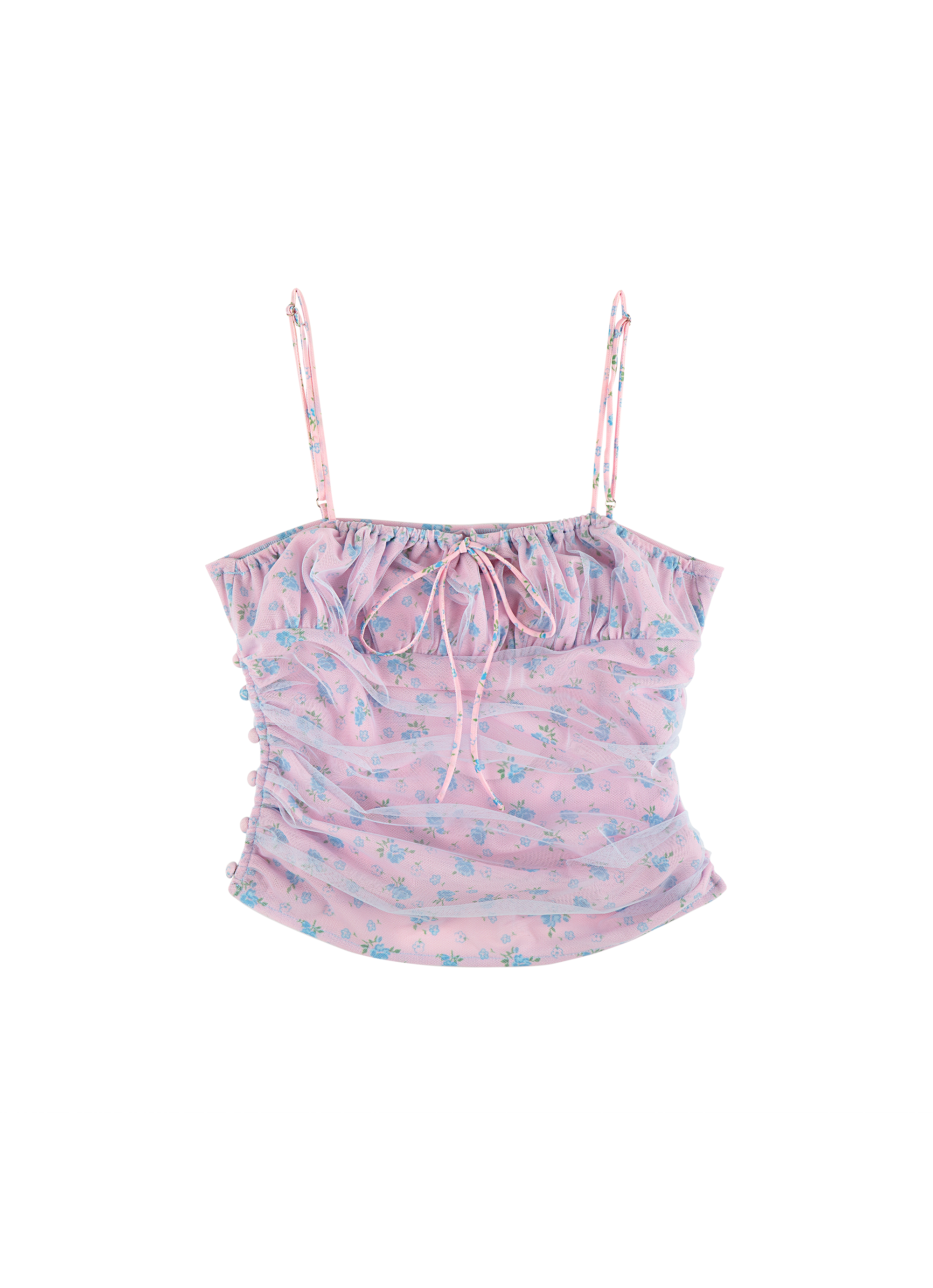 Sofia Top - Blue Floral/White