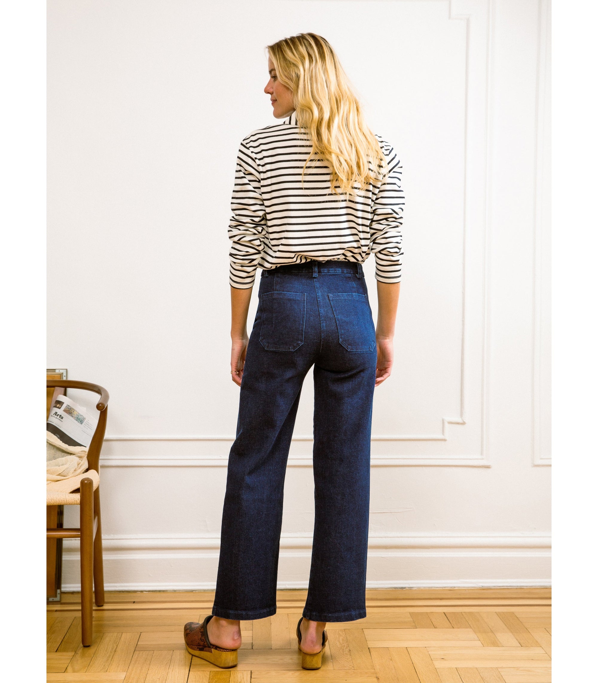 Loup - Kate Wide Leg Ankle Jeans - Dark Indigo -