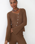 Theresa Ribbed Pant - Chocolate