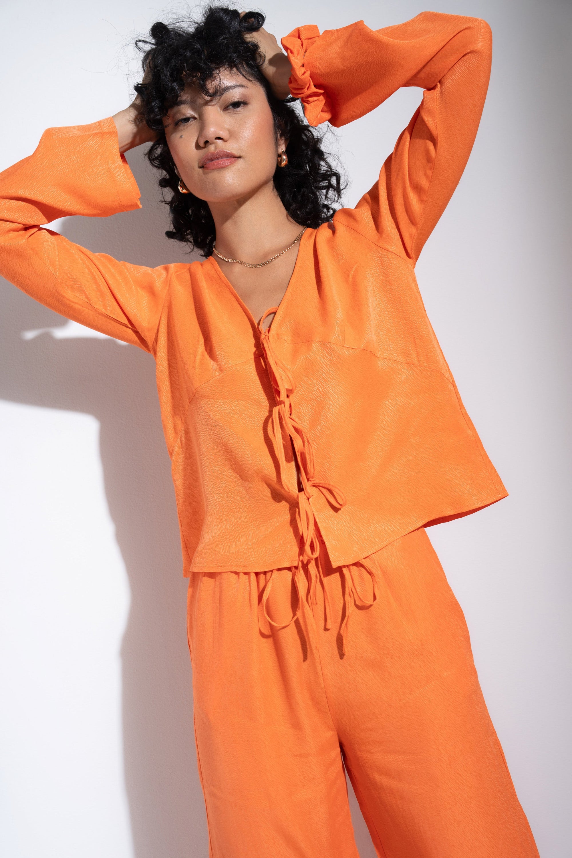 Tie Front Top - Tangerine