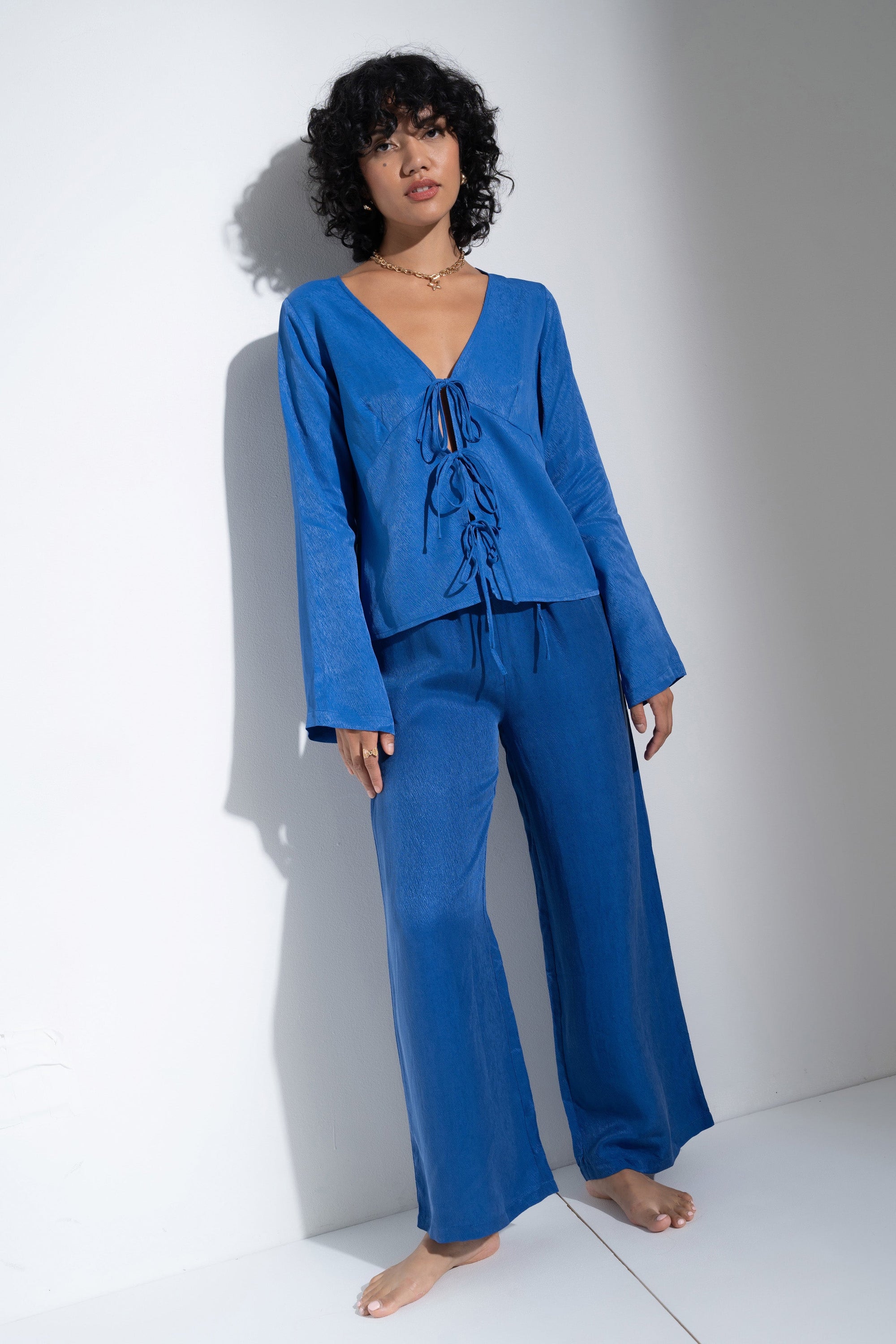 Tie Front Top - Cobalt