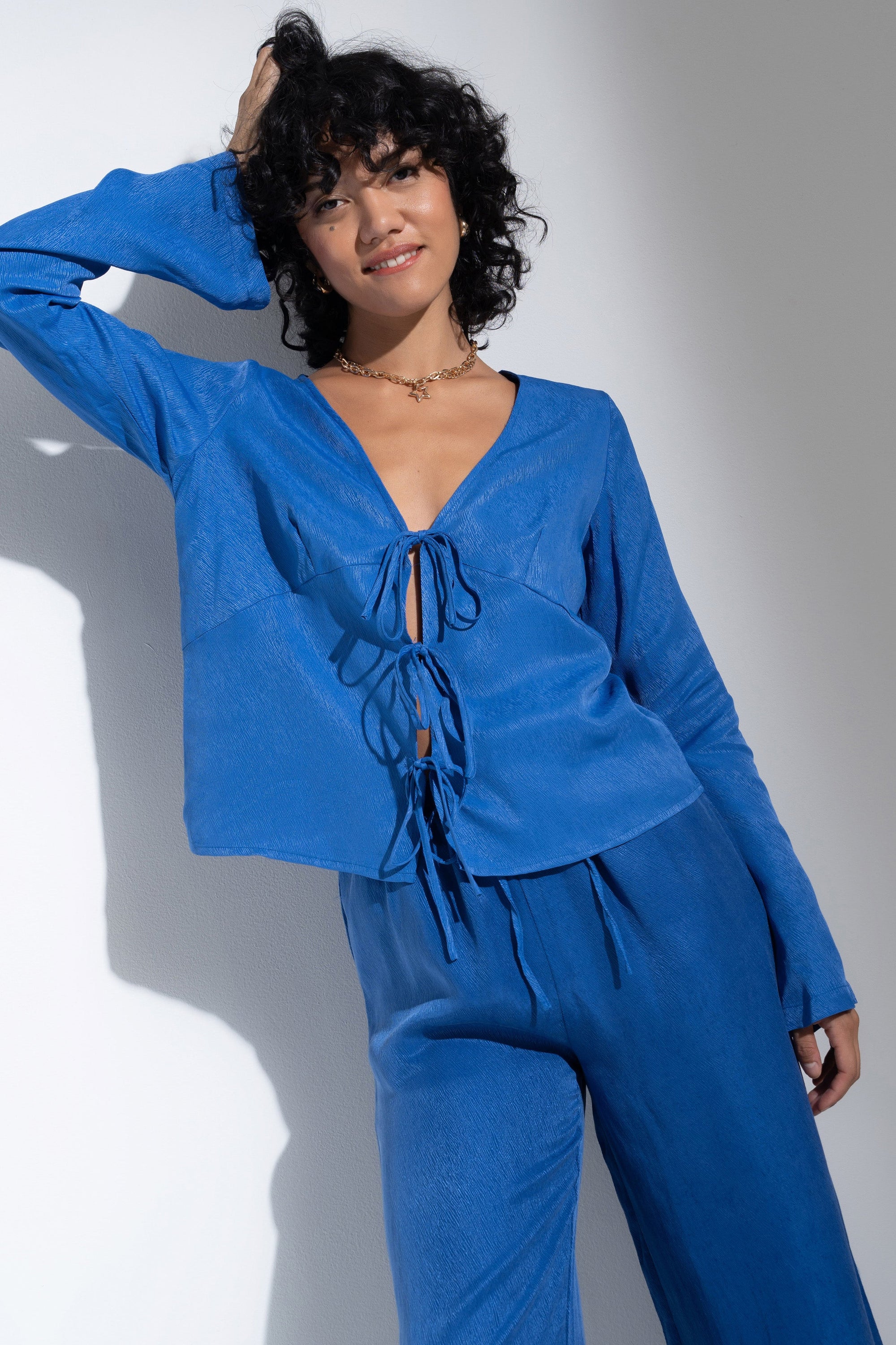 Tie Front Top - Cobalt