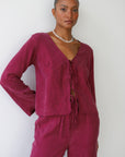 The Tie Front Top - Plum