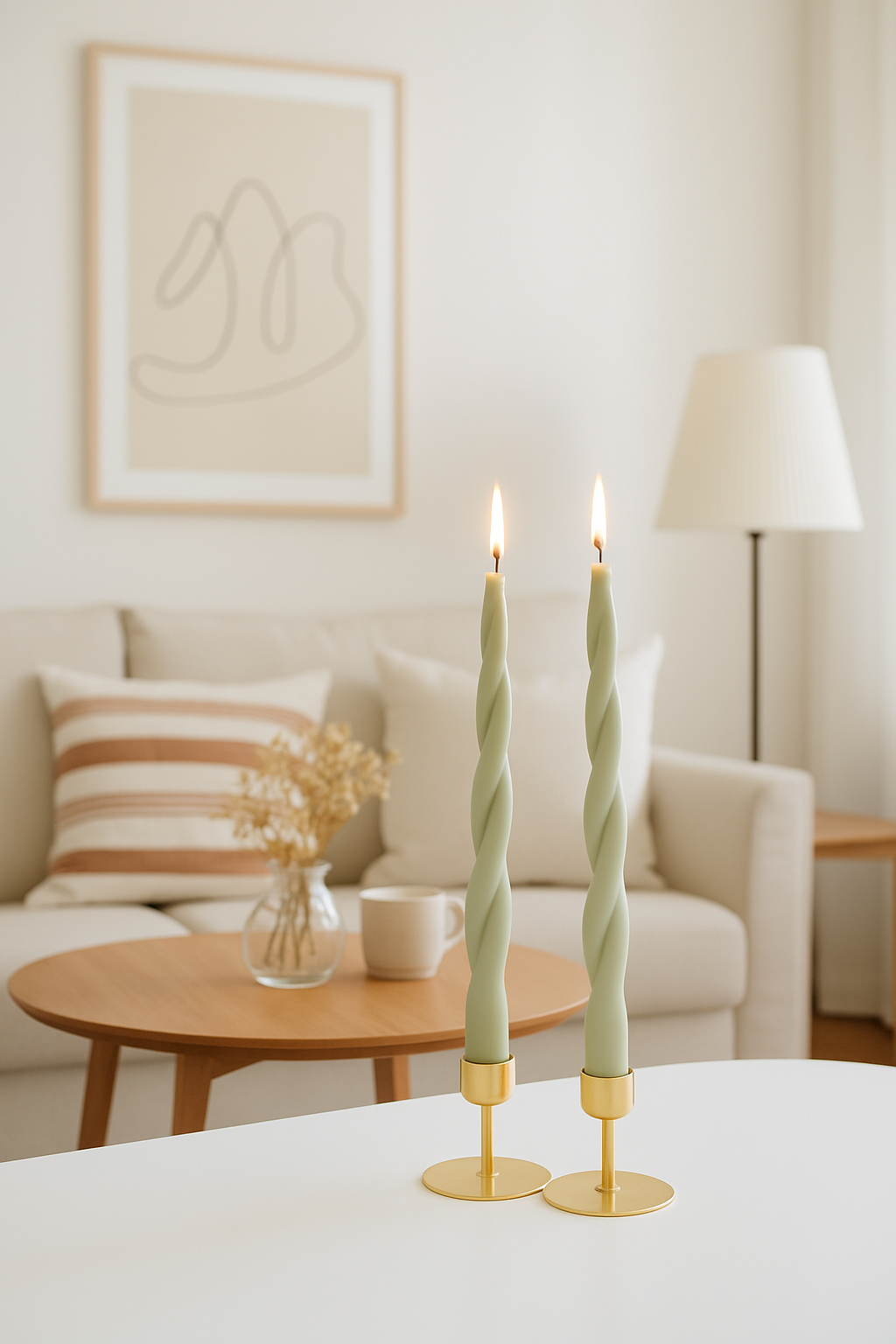 Twisted Taper Candles - Grey