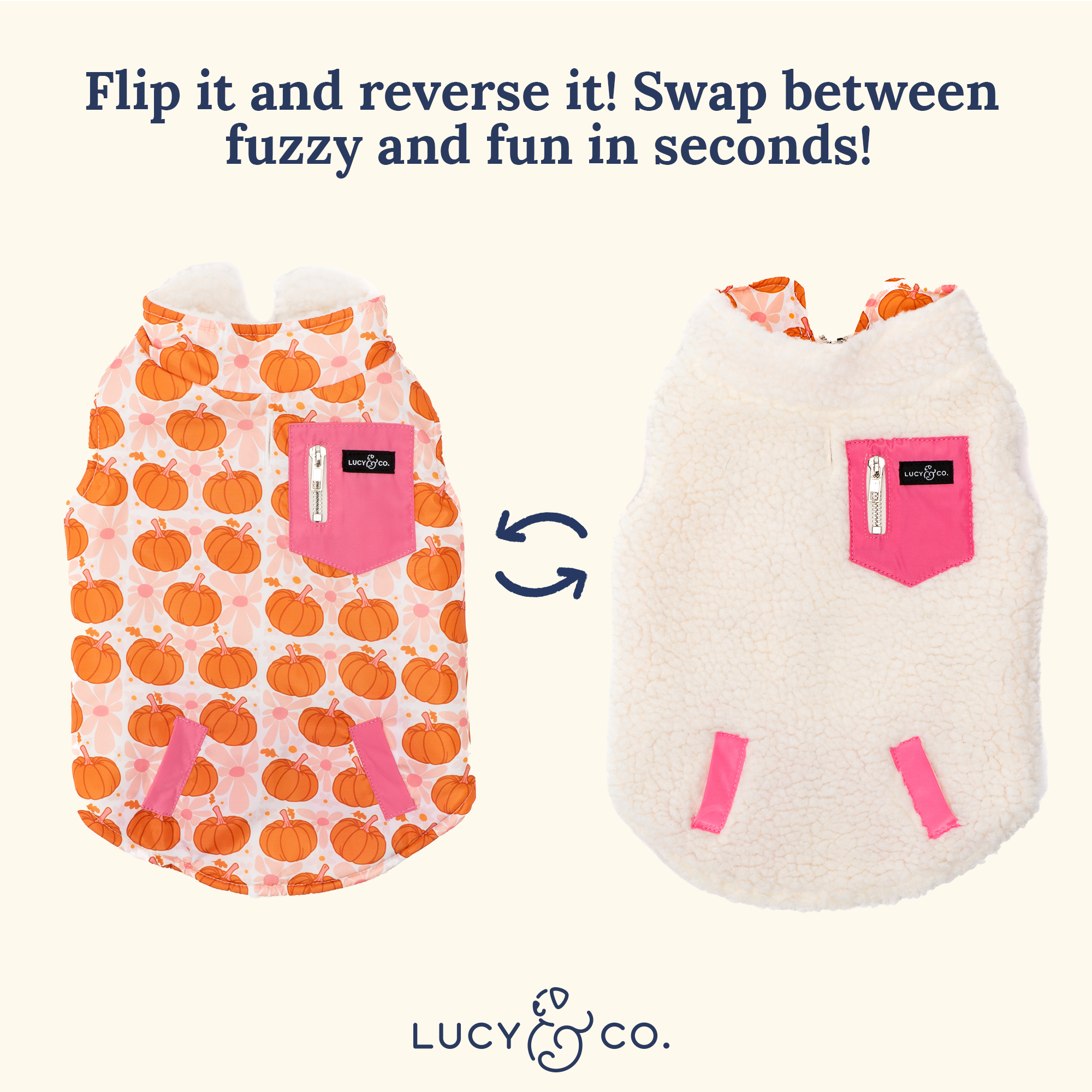 Reversible Teddy Vest - Sugar & Pumpkin Spice
