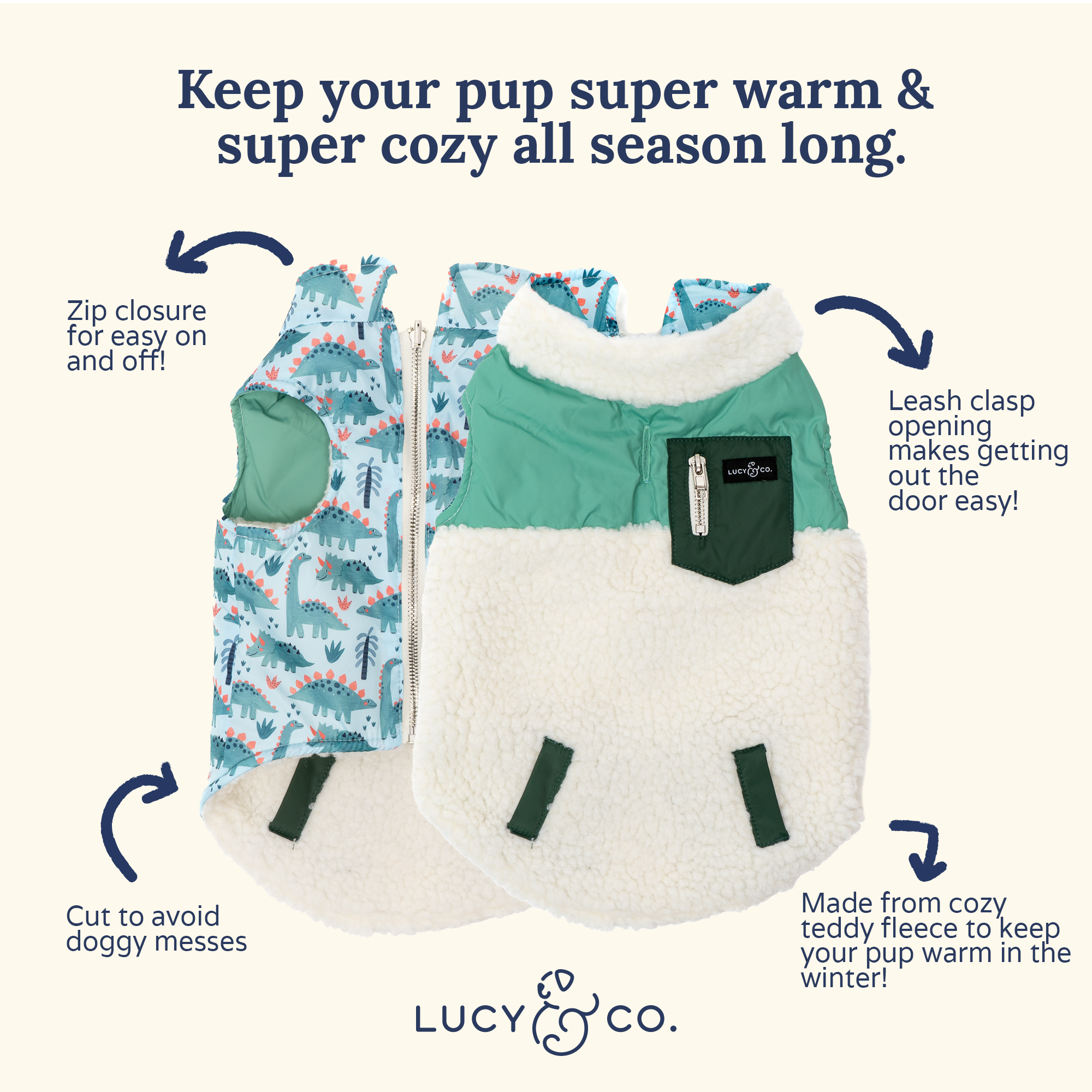 Reversible Teddy Vest - DinoROAR