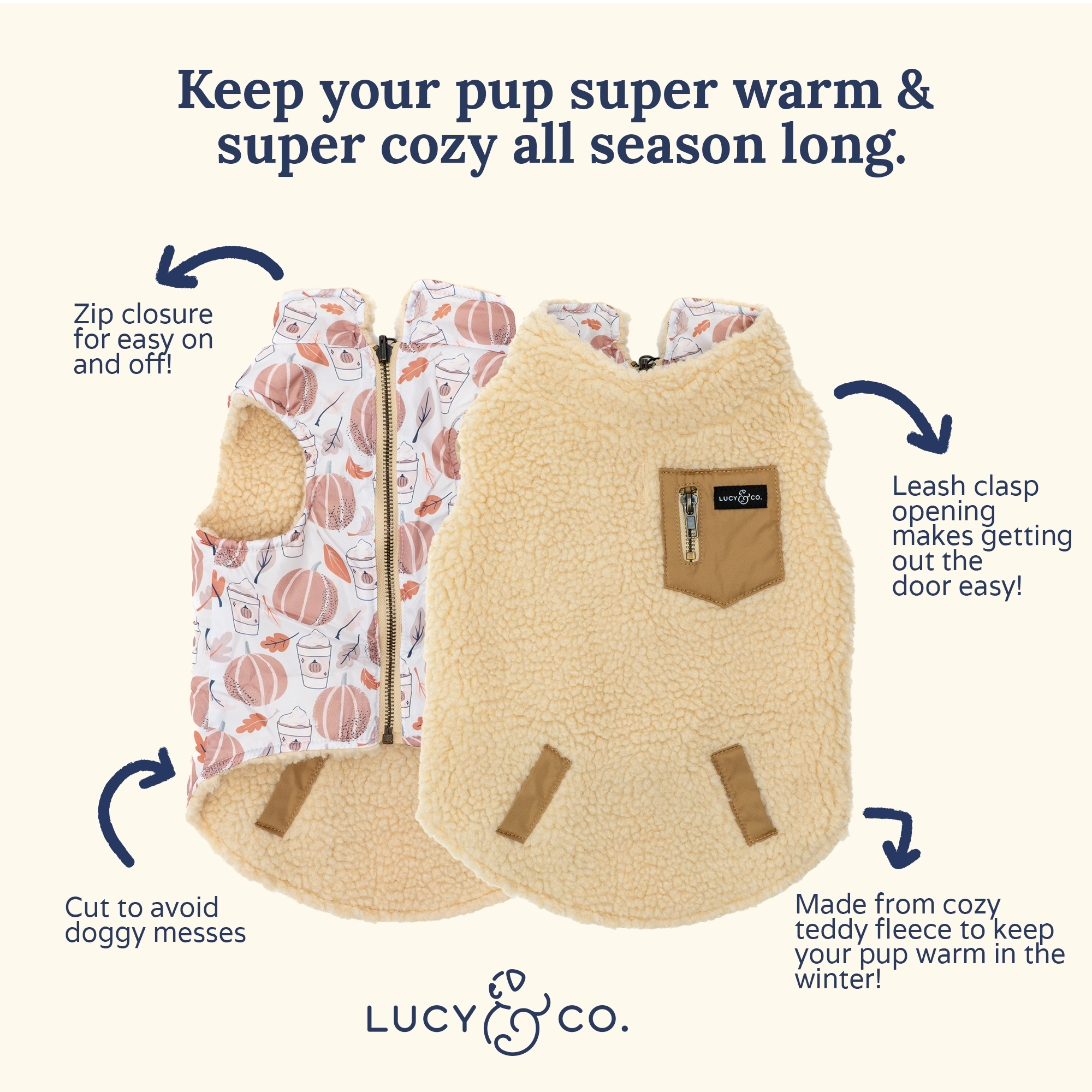 Reversible Teddy Vest - Awesomely Autumn
