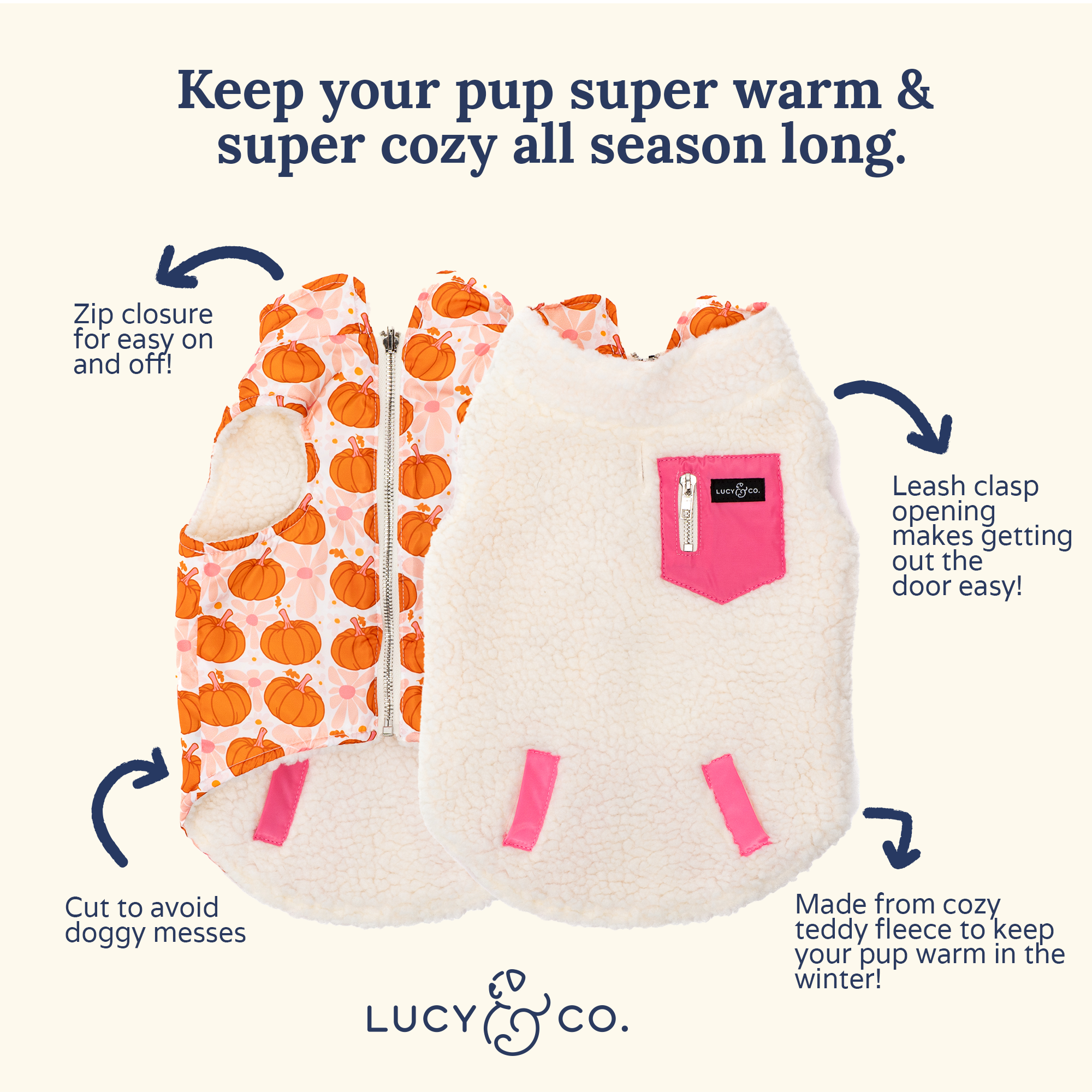 Reversible Teddy Vest - Sugar & Pumpkin Spice