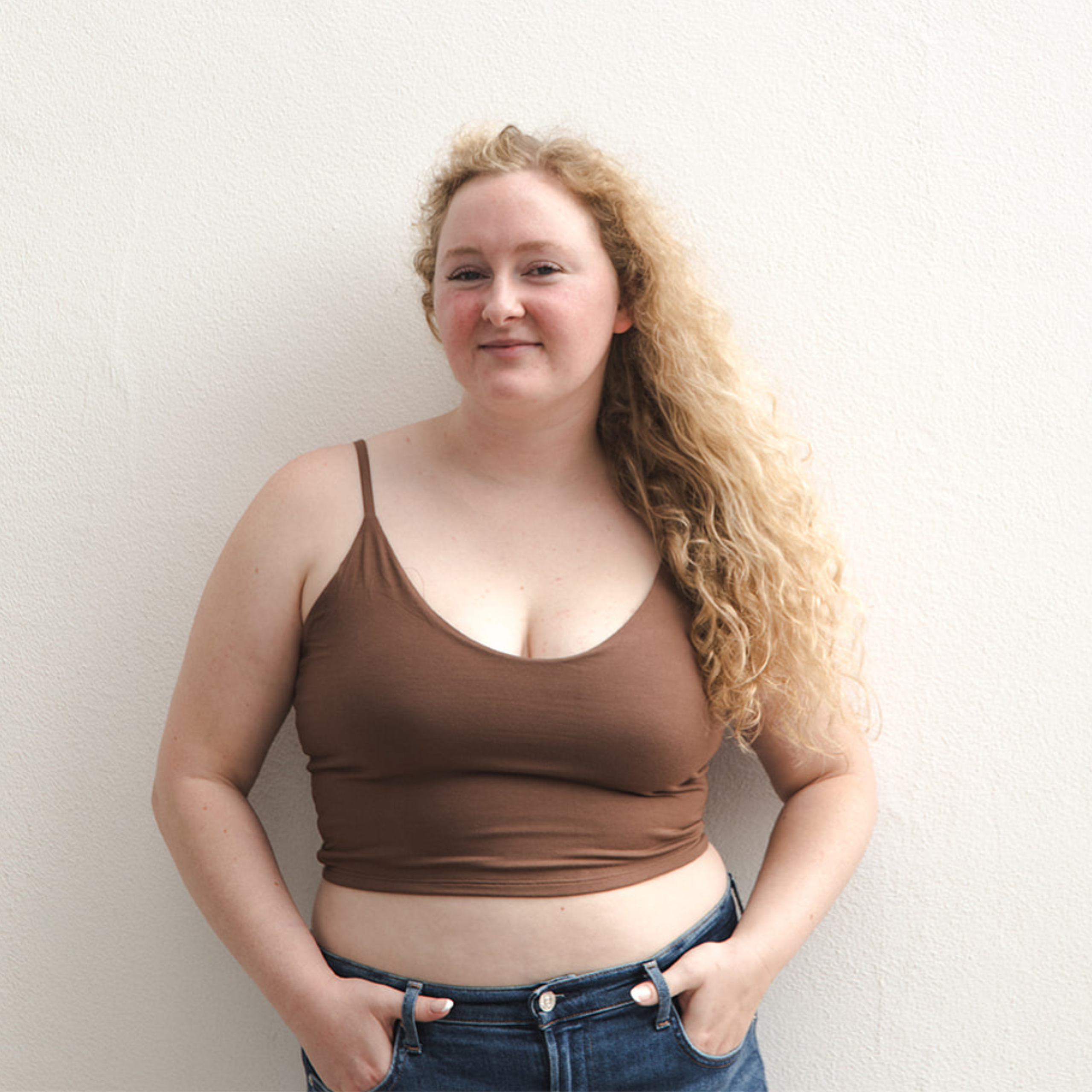 Boob-eez - Tank Tops - The Kyla Double Layer Crop Tank - Dark Nude Boob-eez - Tank Tops - The Kyla Double Layer Crop Tank - Dark Nude