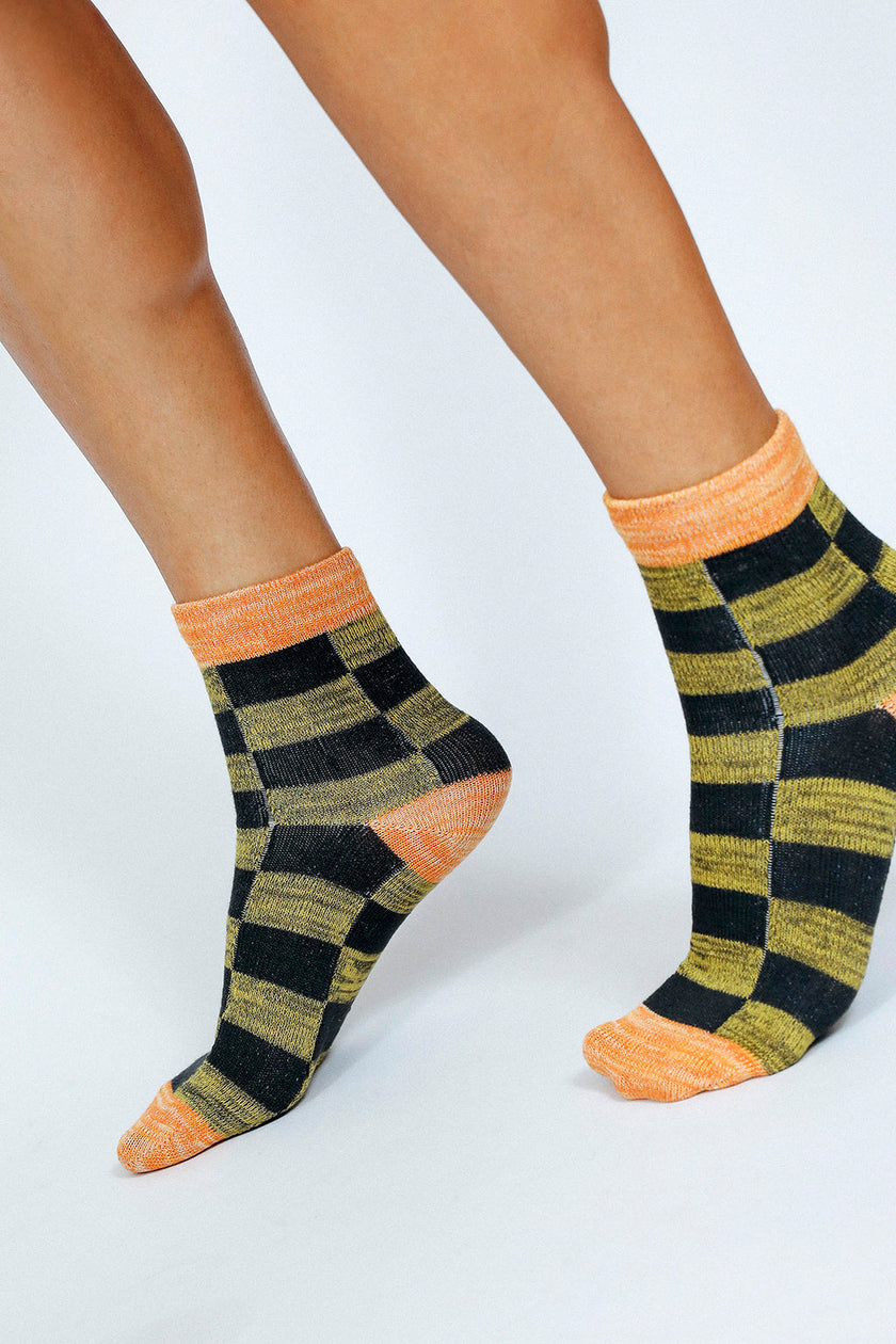 Boxy Checkered Ankle Sock