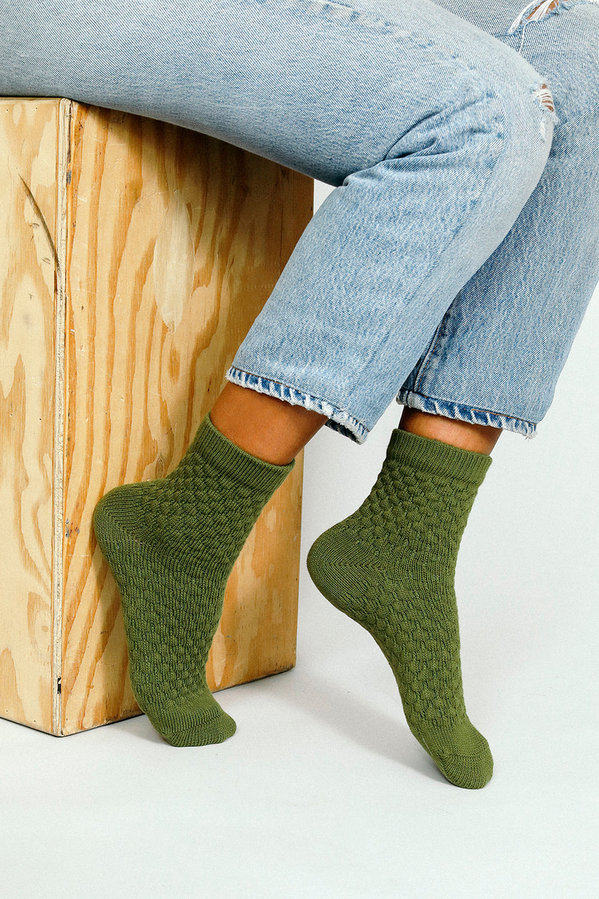 Eben Knit Ankle Sock - Moss
