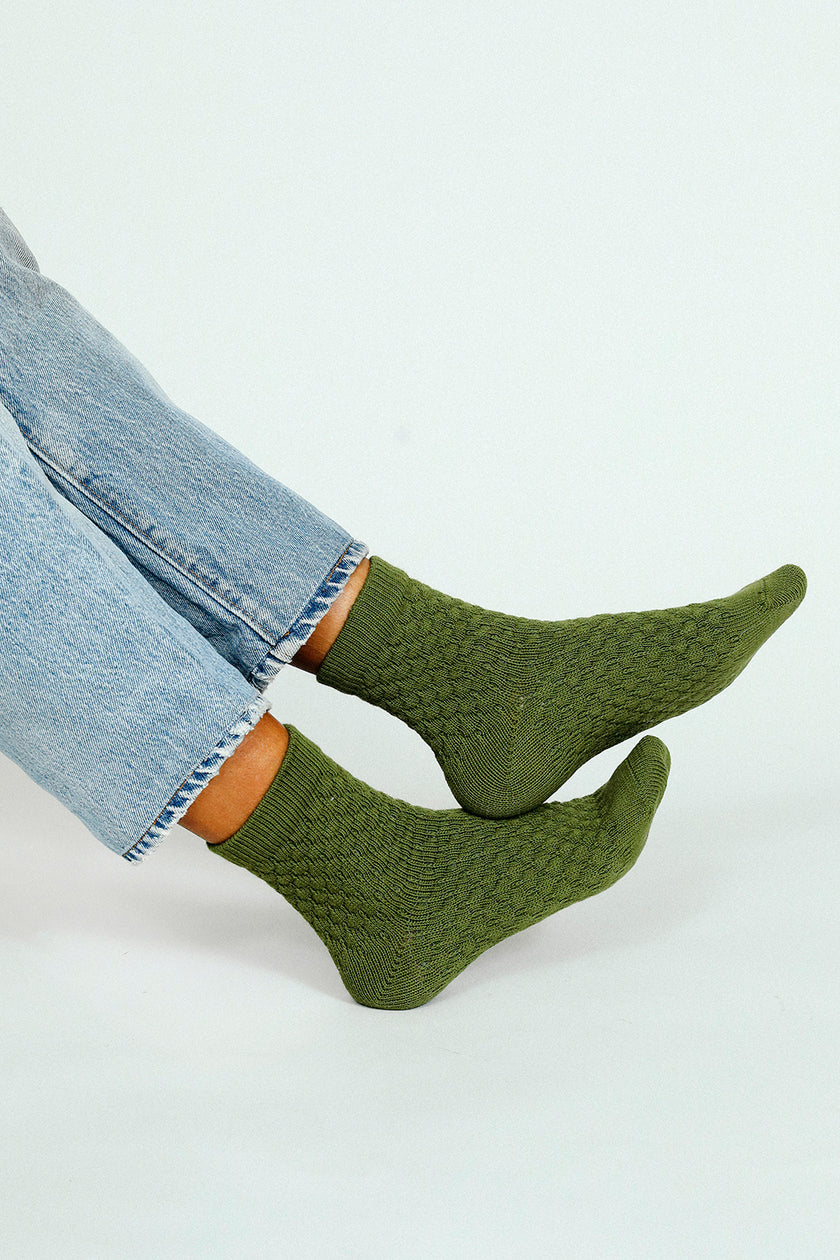 Eben Knit Ankle Sock - Moss