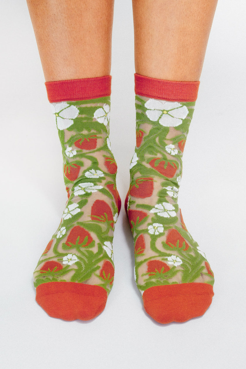Strawberry Sheer Ankle Sock