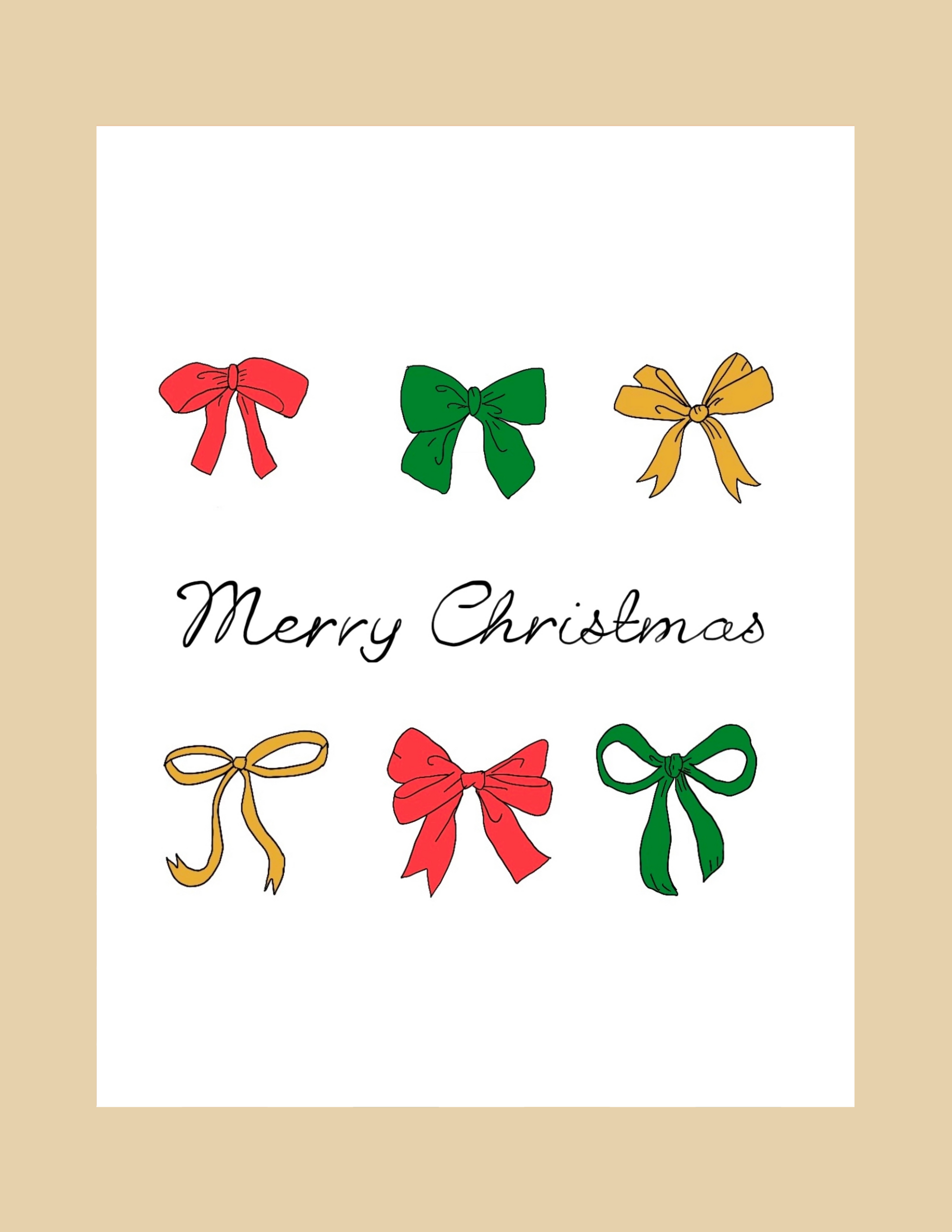 Greeting Card - Bows & Merry Christmas