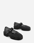 Intentionally Blank - Veronique Woven Mary Jane Flat - BLACK SYNTHETIC