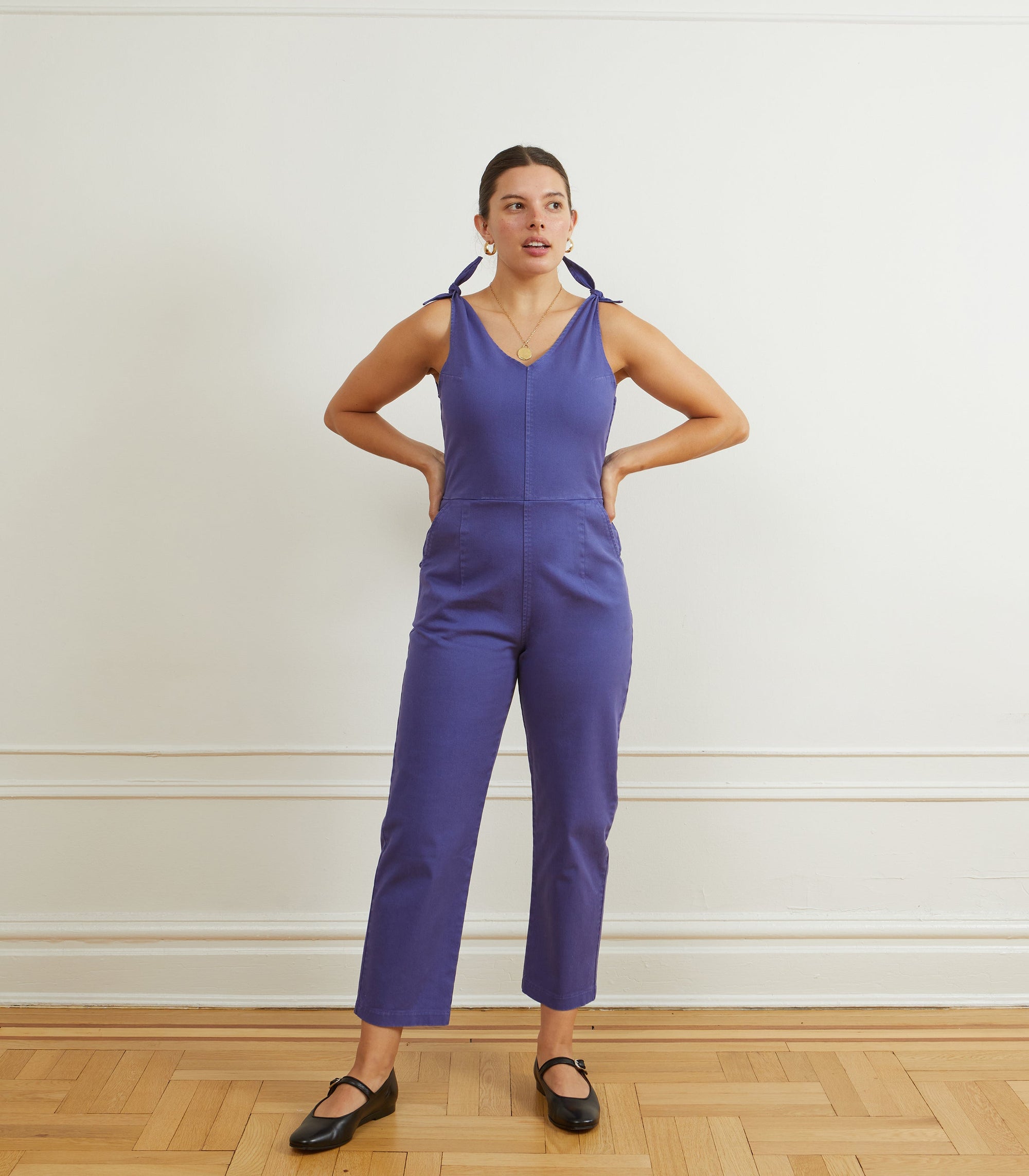 Slate Tie Strap Coveralls - Violet