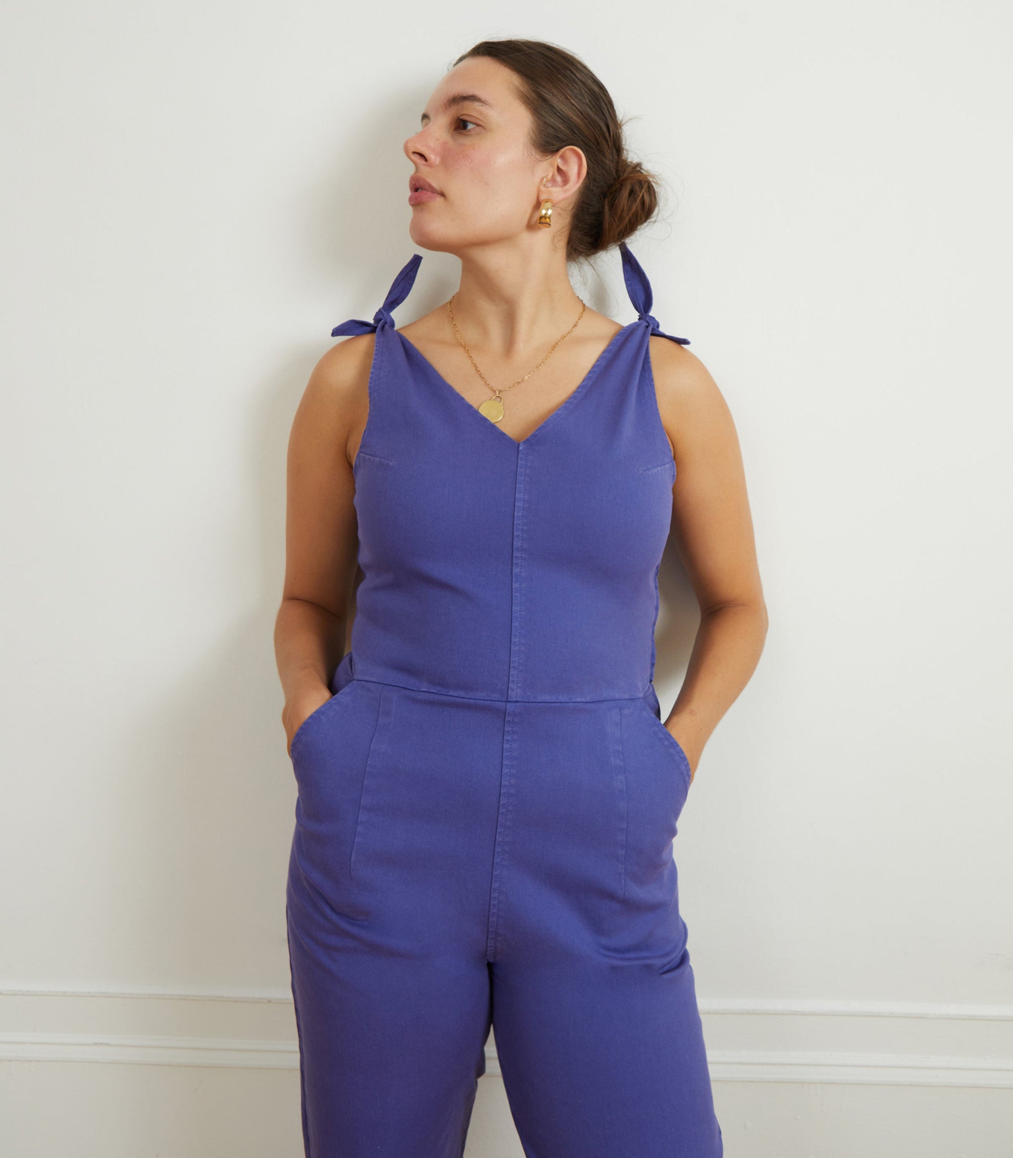 Slate Tie Strap Coveralls - Violet