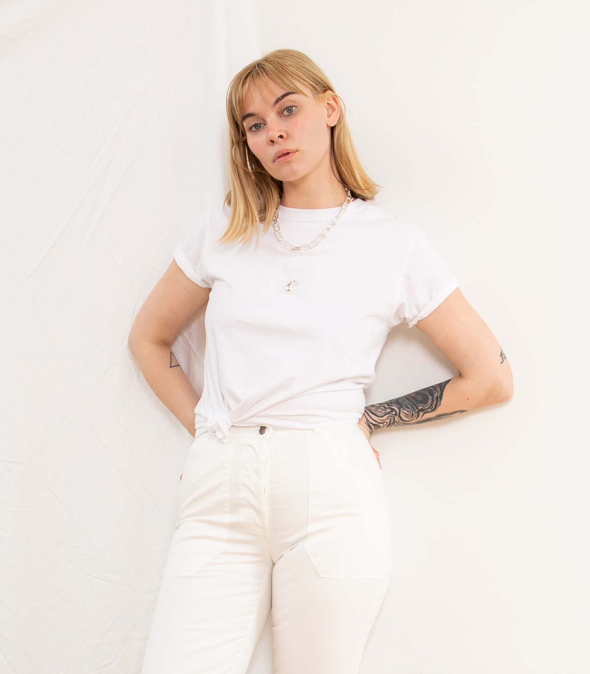 James Straight-Leg Work Pant - White