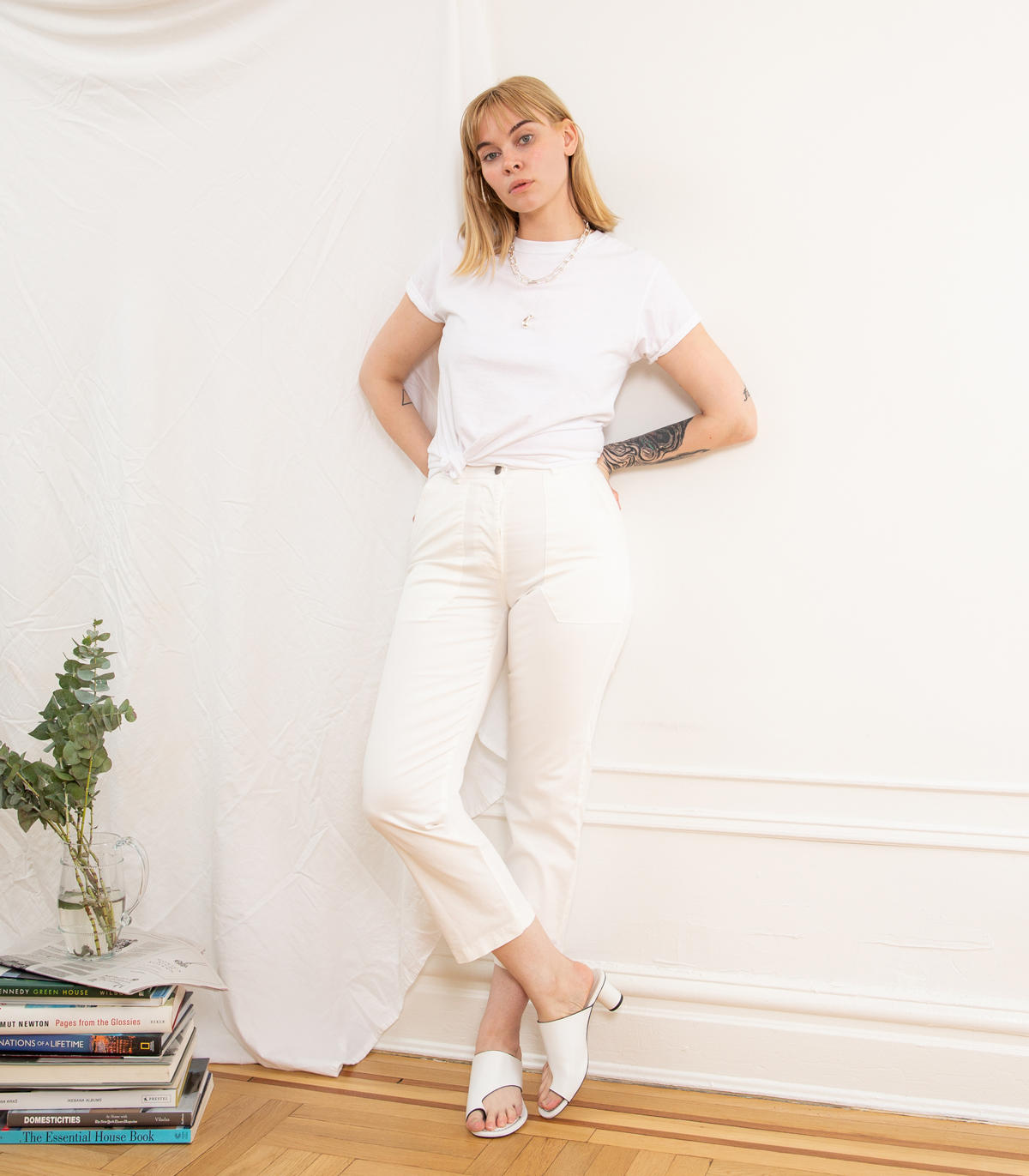 James Straight-Leg Work Pant - White