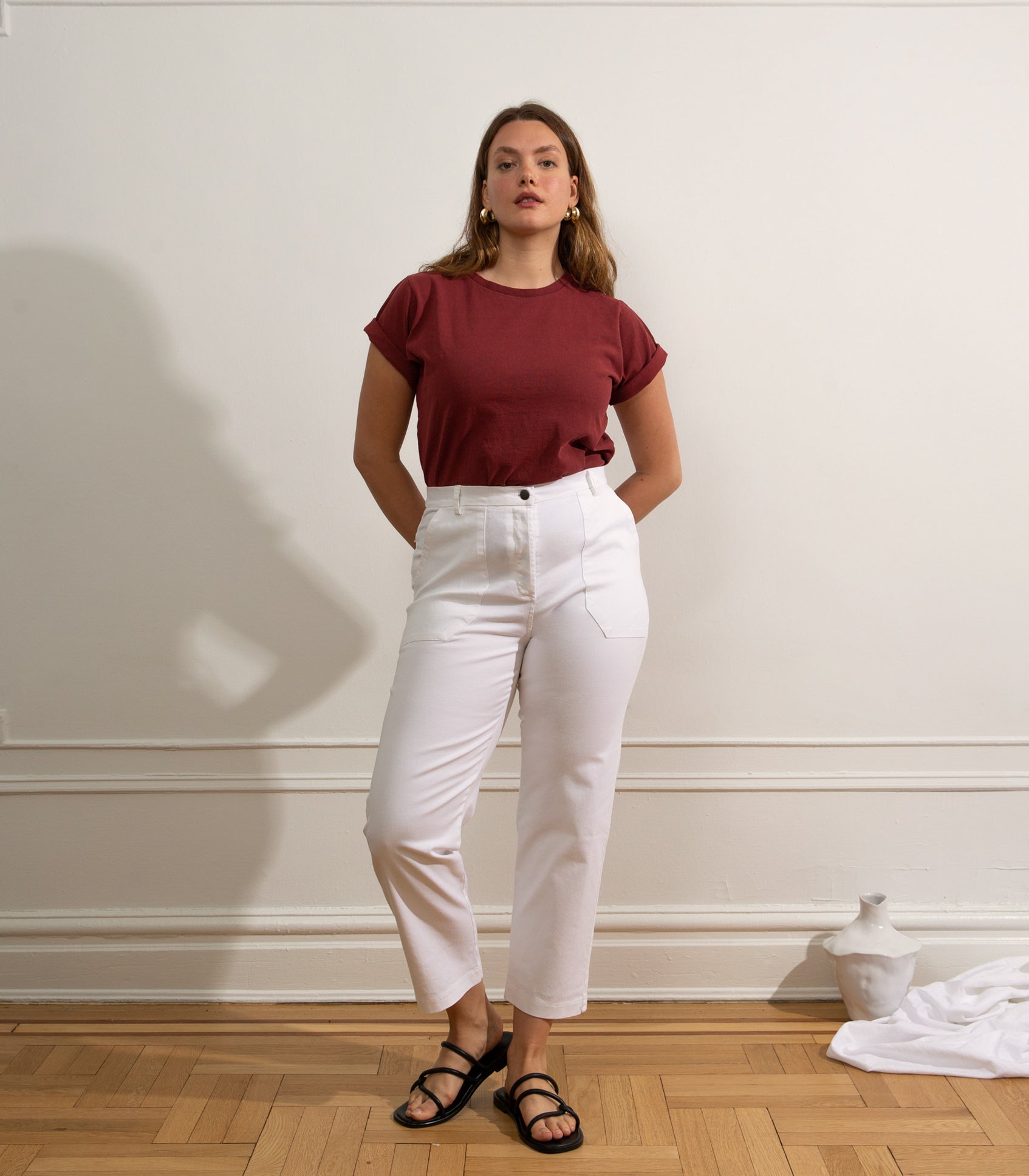 James Straight-Leg Work Pant - White