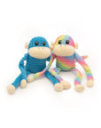 Zippy Paws - Spencer the Crinkle Monkey 2-Pack - Small Rainbow and Blue -