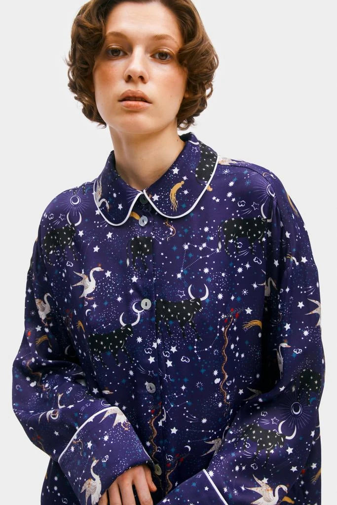 Pastelle Oversized Shirt - Navy Mystic Print