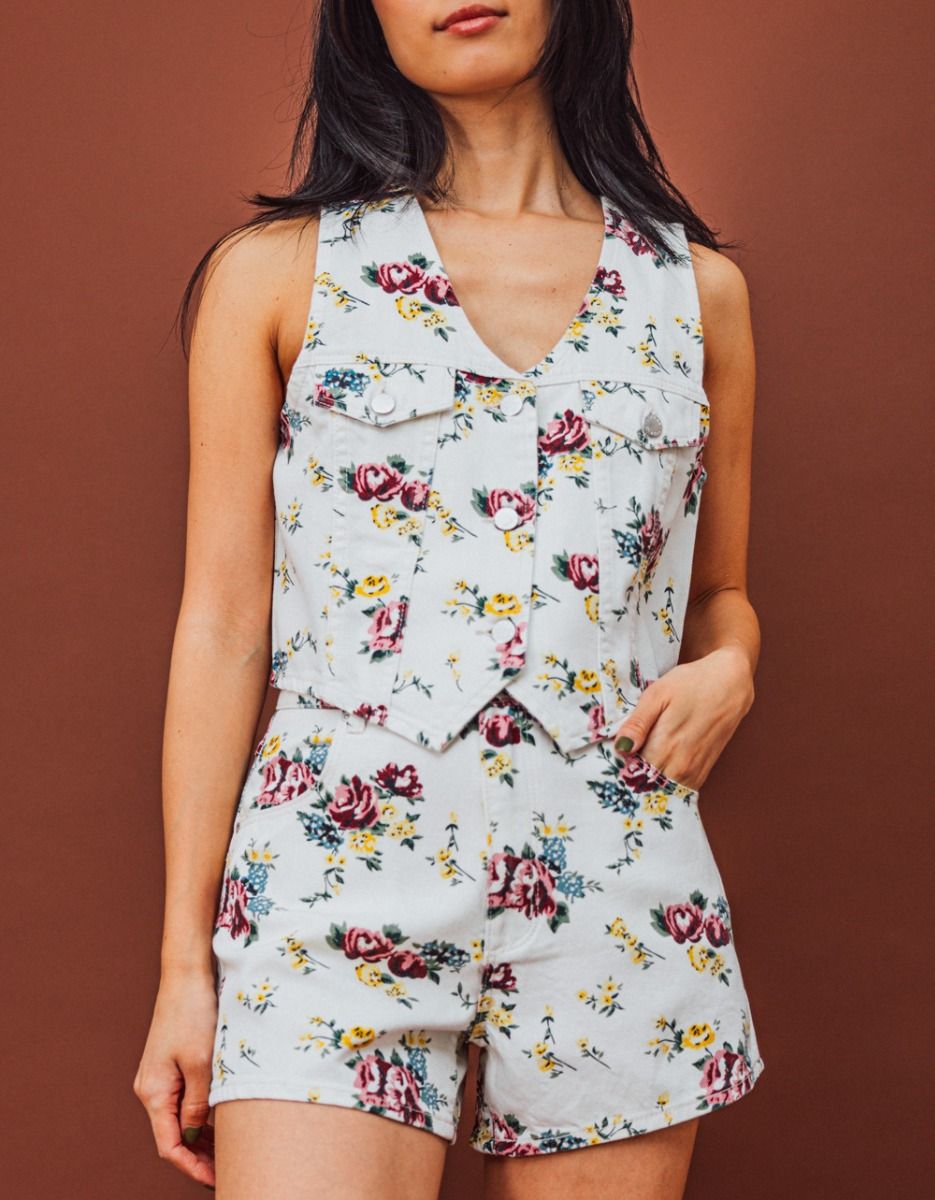 Morgan Vest Floral - Cream