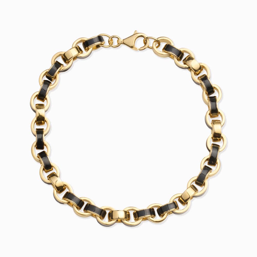 Awe Inspired - Chunky Enamel Bracelet - 14K Yellow Gold Vermeil Black