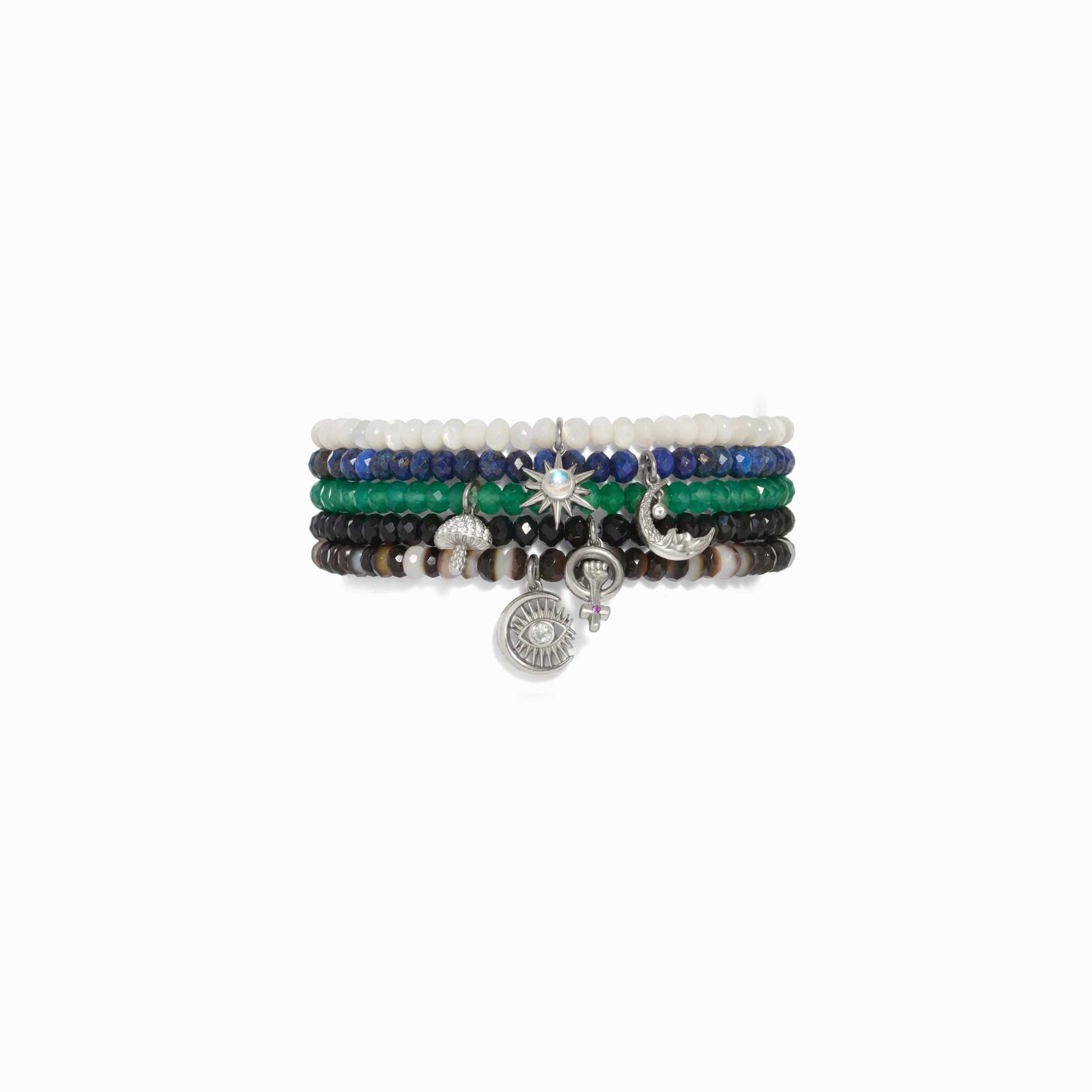 Awe Inspired - Mushroom Green Onyx Beaded Bracelet -