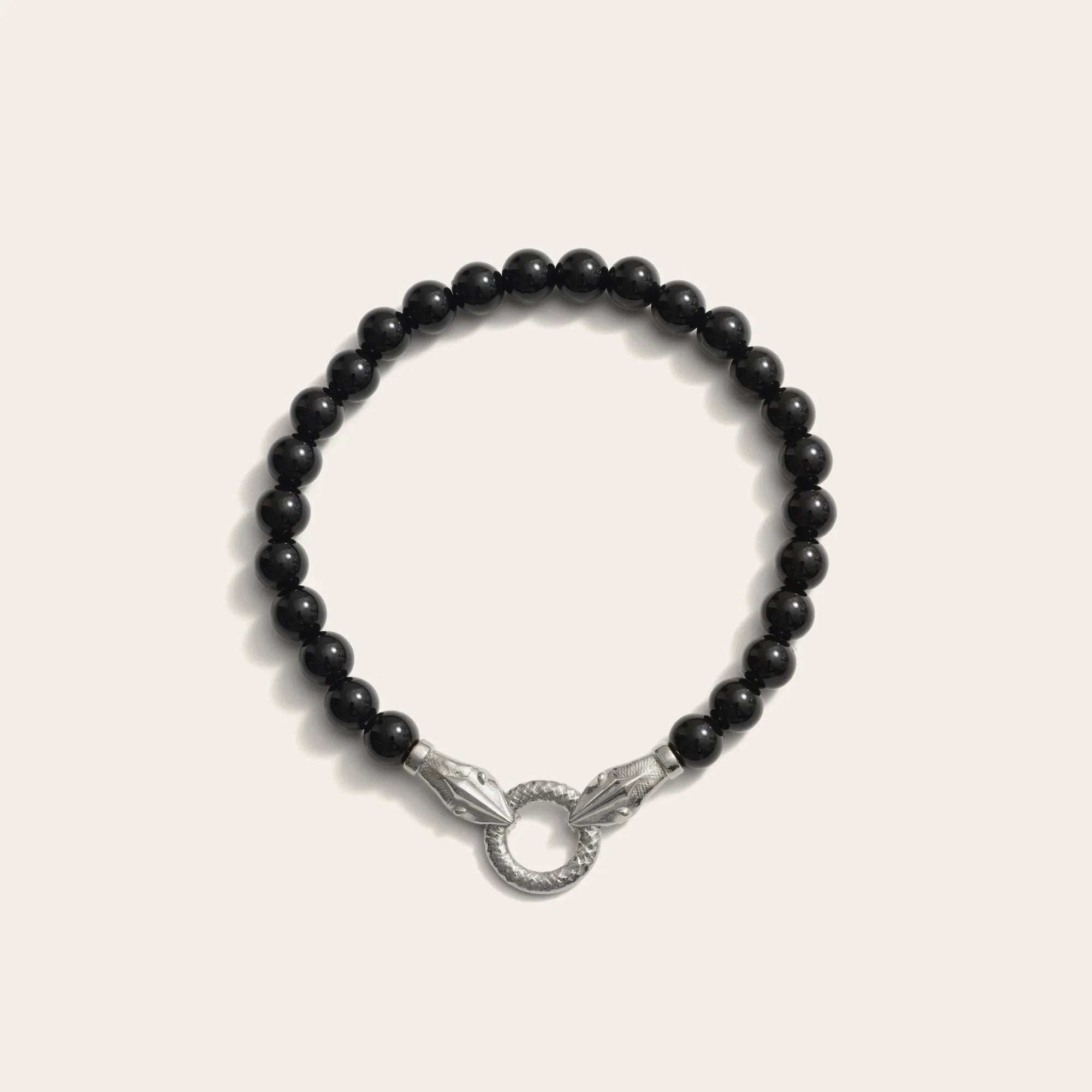 Awe Inspired - Snake Beaded Bracelet - 925 Sterling Silver Black Onyx
