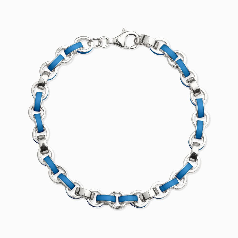 Awe Inspired - Chunky Enamel Bracelet - 925 Sterling Silver Blue