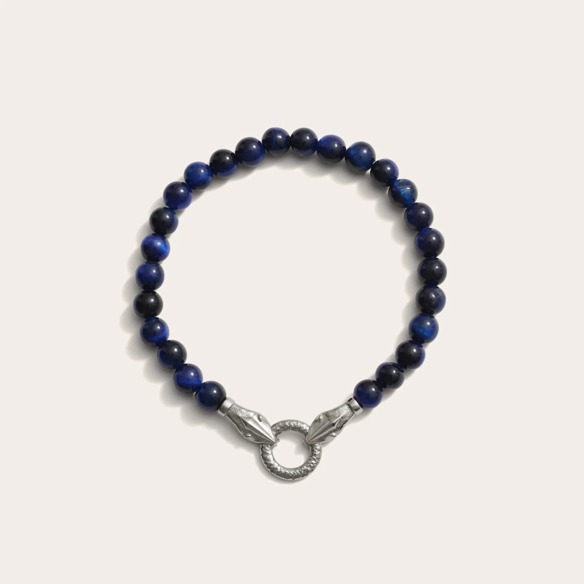 Awe Inspired - Snake Beaded Bracelet - 925 Sterling Silver Blue Tiger's Eye