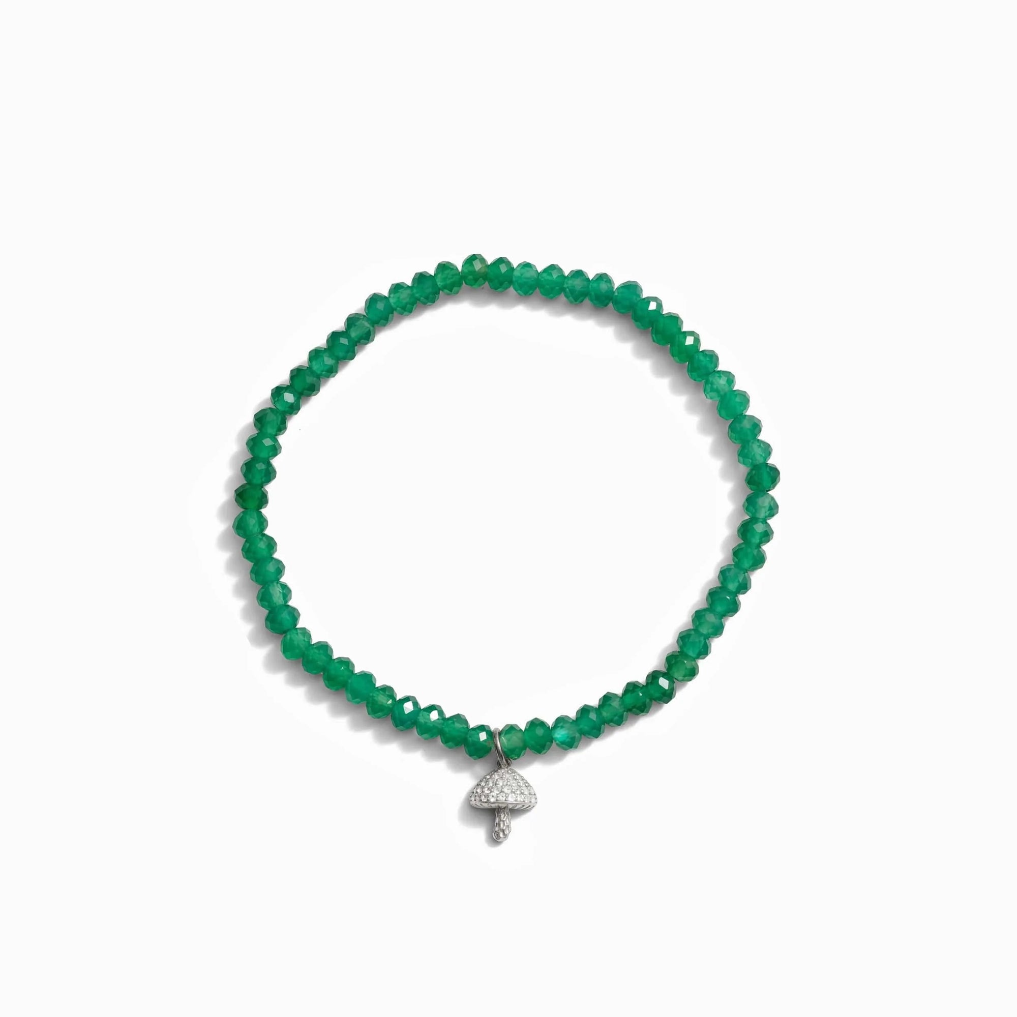 Awe Inspired - Mushroom Green Onyx Beaded Bracelet - 925 Sterling Silver