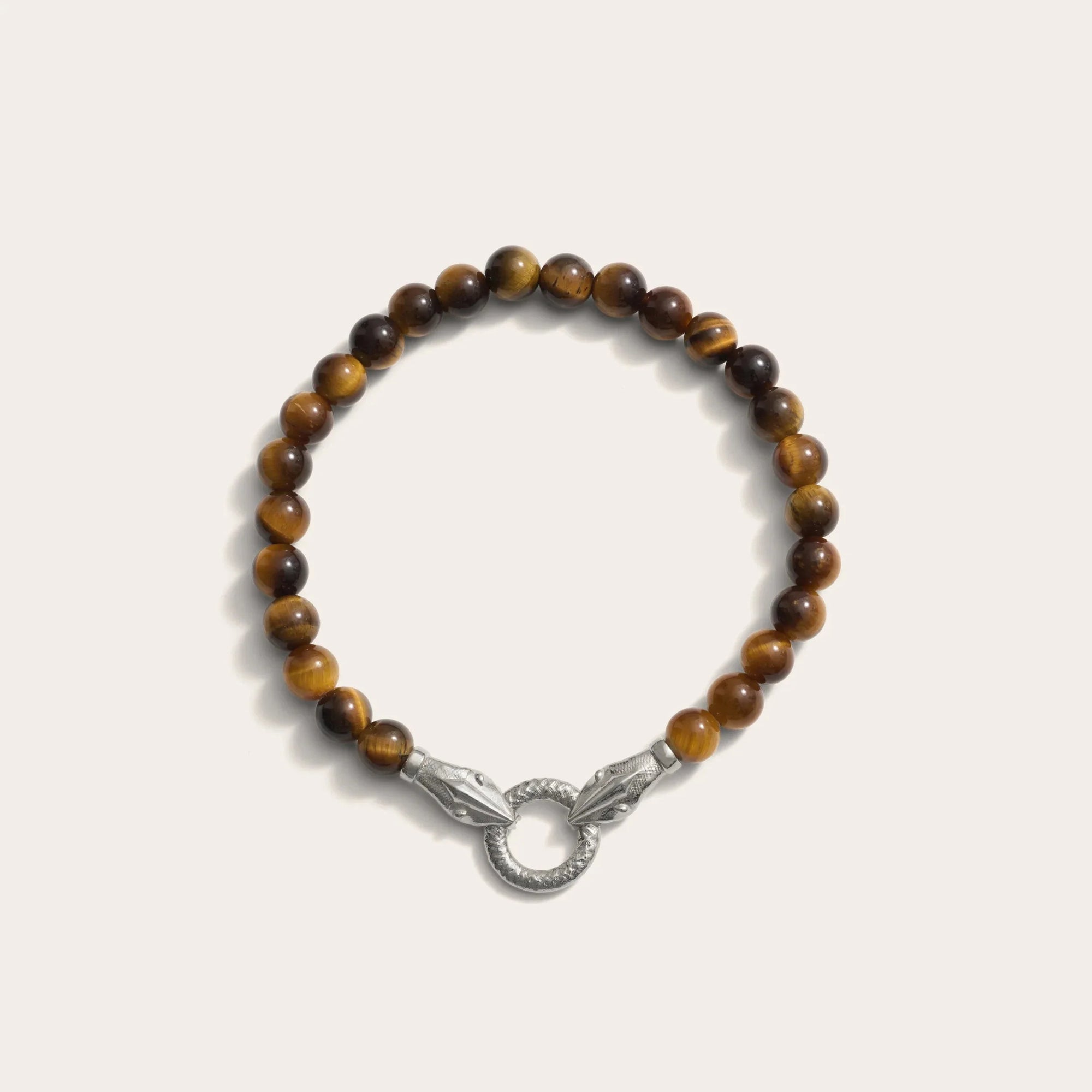 Awe Inspired - Snake Beaded Bracelet - 925 Sterling Silver Tiger's Eye