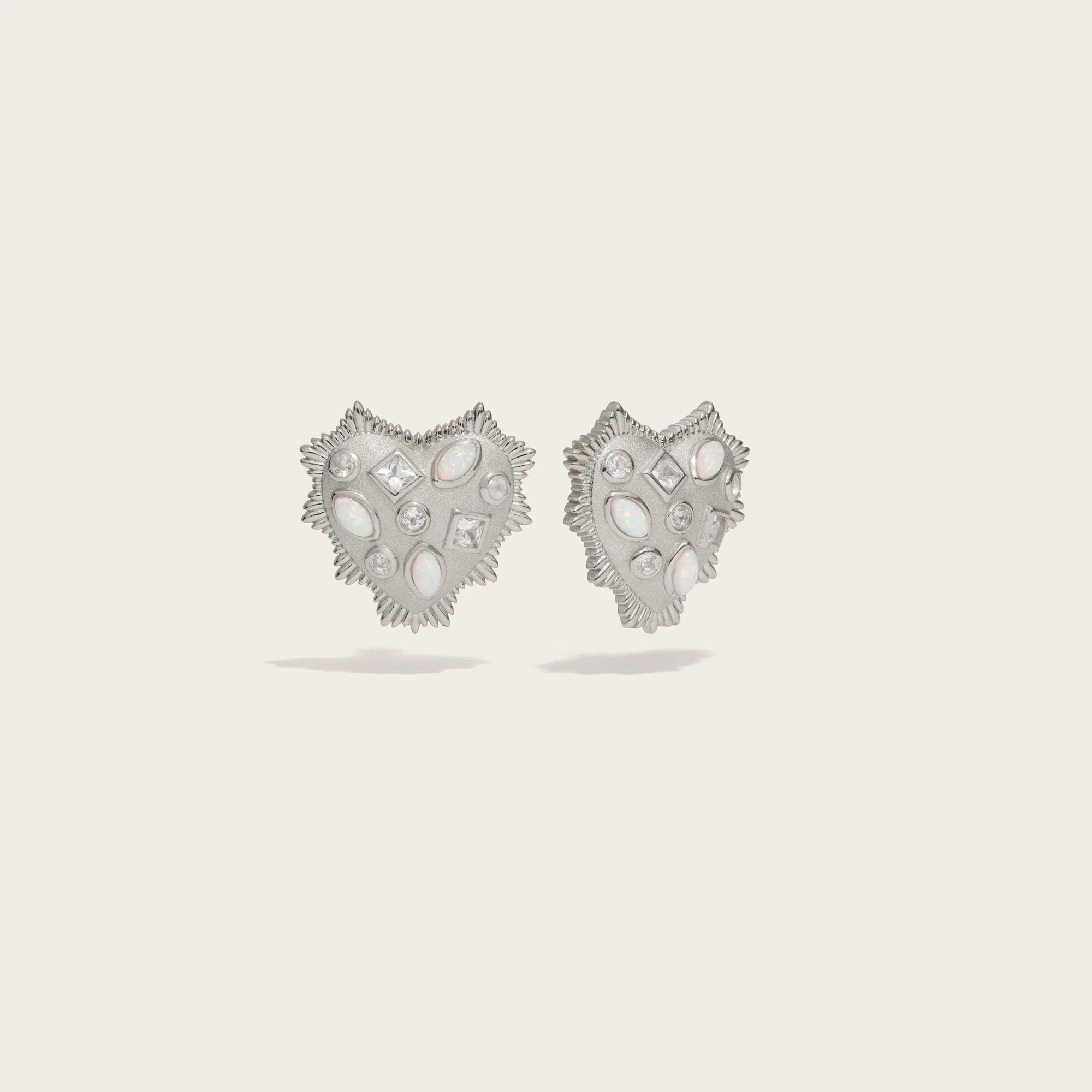 Awe Inspired - Gemstone Radiant Heart Studs - 925 Sterling Silver