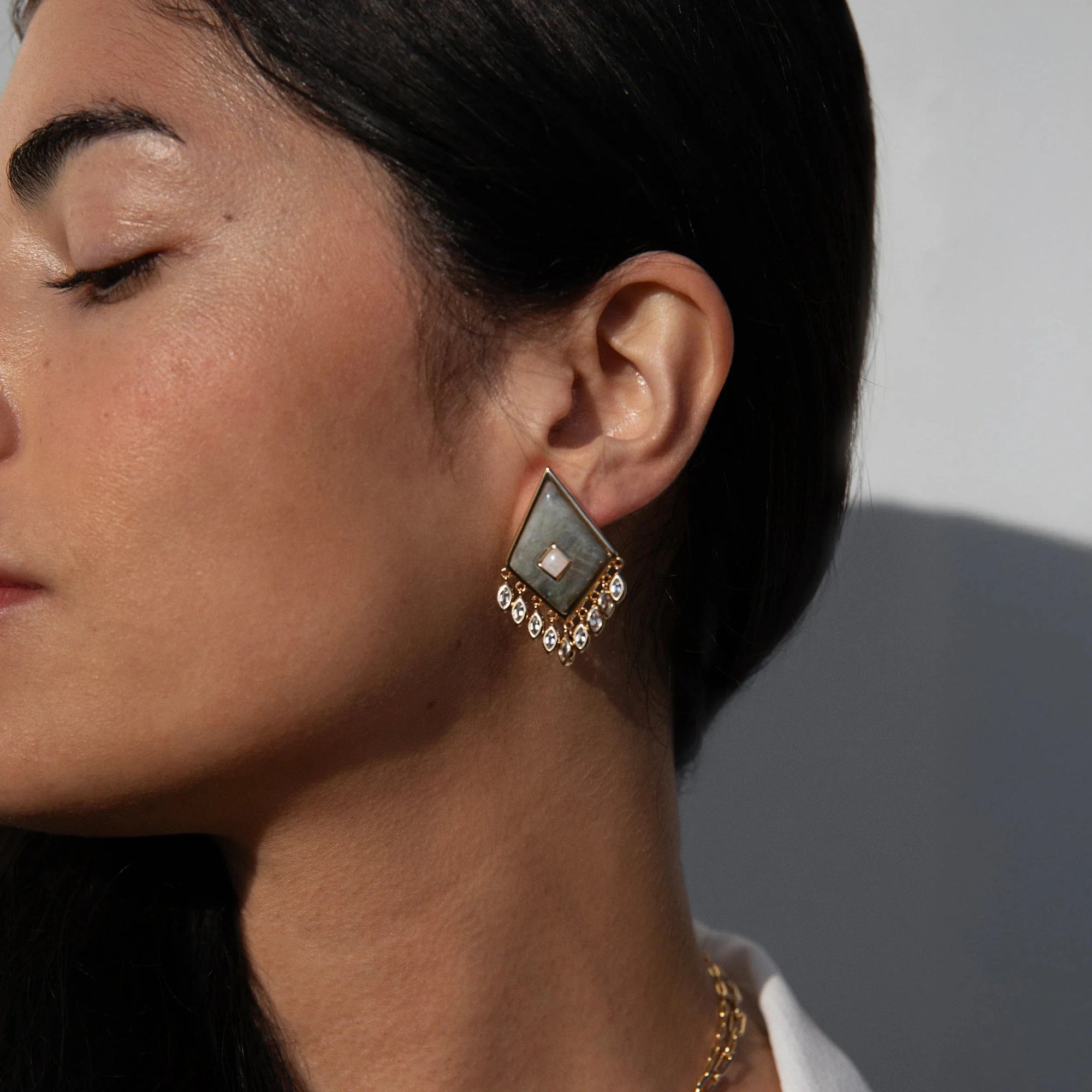 Awe Inspired - Labradorite Boho Kite Earrings -