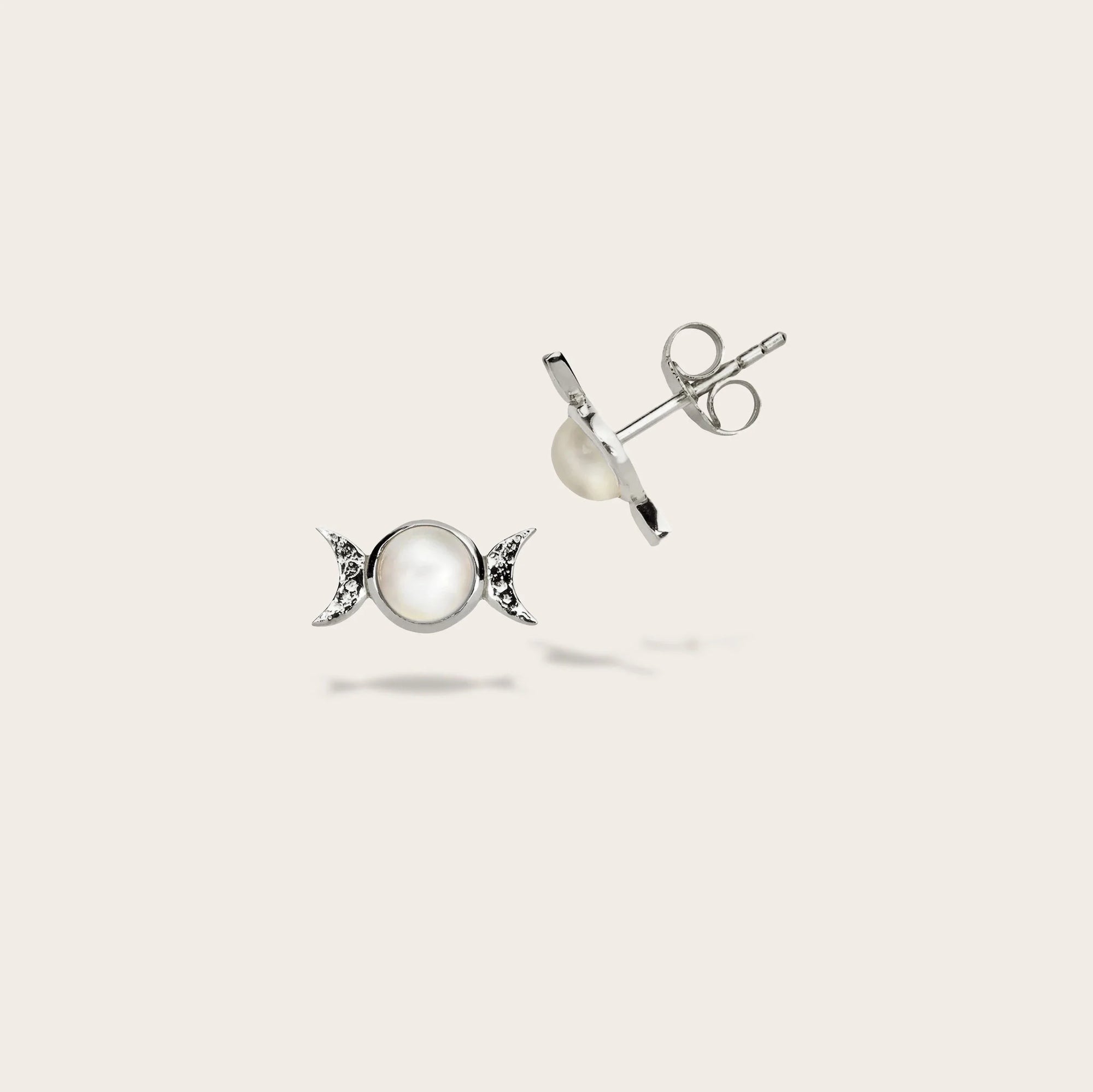 Awe Inspired - Mini Triple Moon Stud Earring - 925 Sterling Silver Pair