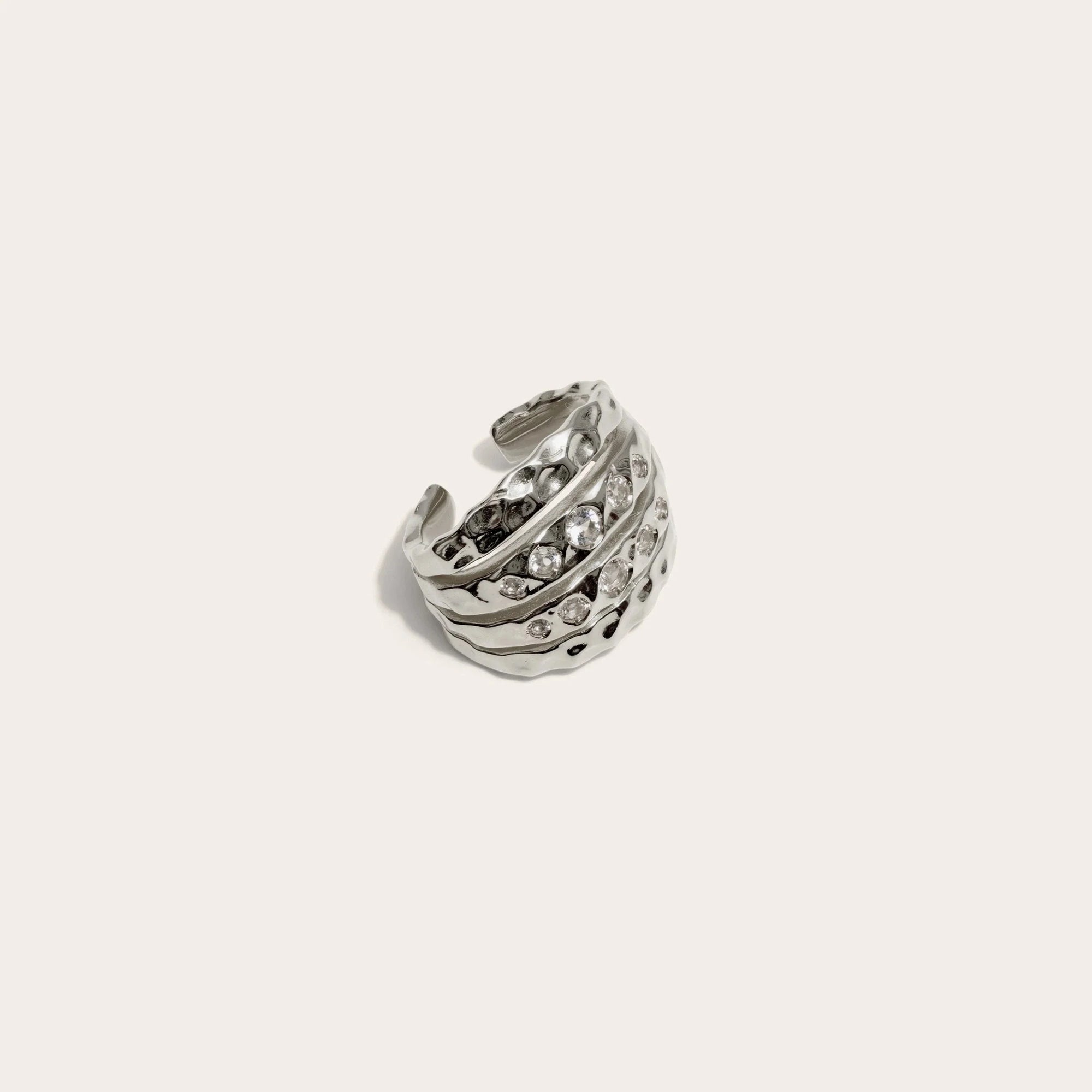 Awe Inspired - White Topaz Coral Ear Cuff - 925 Sterling Silver