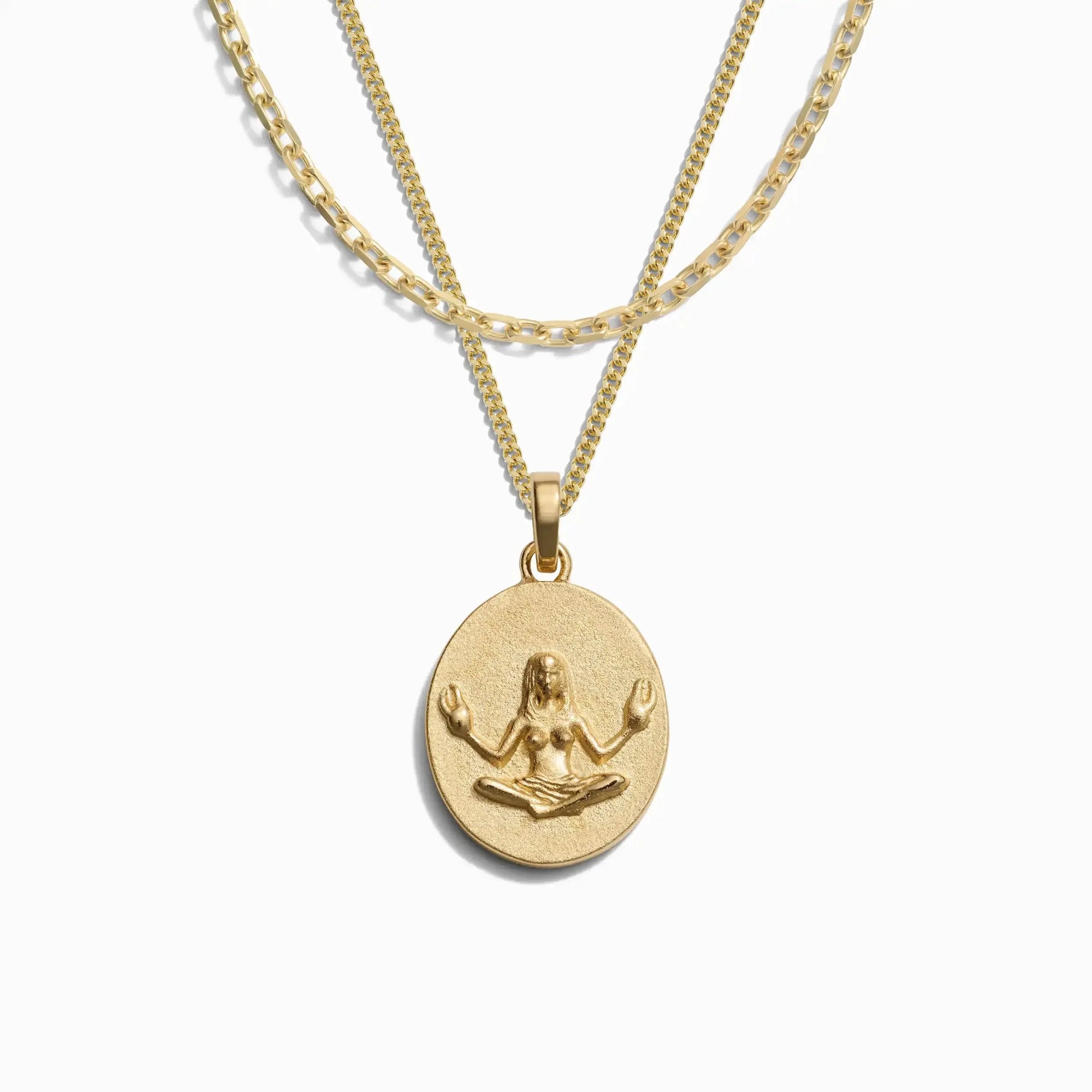 Awe Inspired - Men's Zodiac Goddess Amulet Set - 14K Yellow Gold Vermeil Cancer