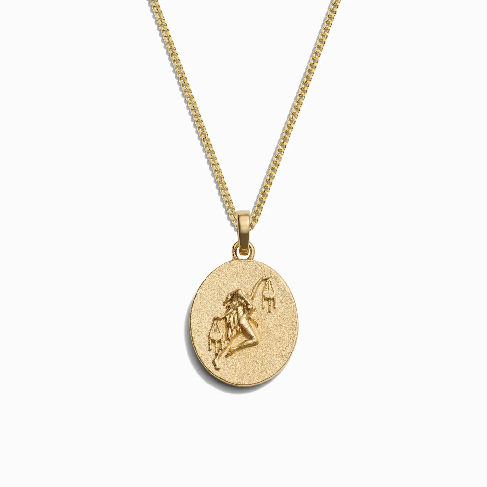 Awe Inspired - Men's Zodiac Necklace - 14K Yellow Gold Vermeil Libra 22" Cuban Chain