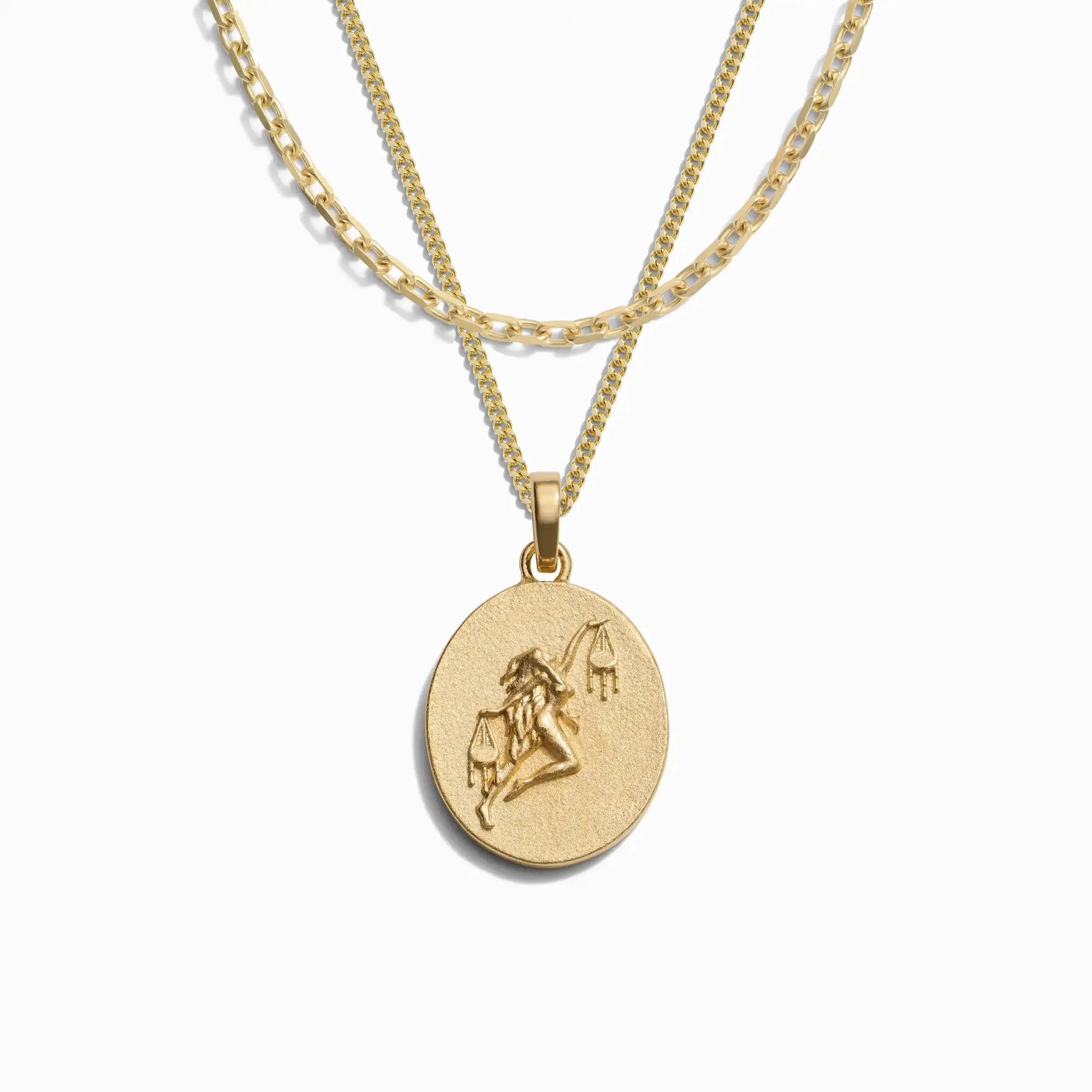 Awe Inspired - Men's Zodiac Goddess Amulet Set - 14K Yellow Gold Vermeil Libra
