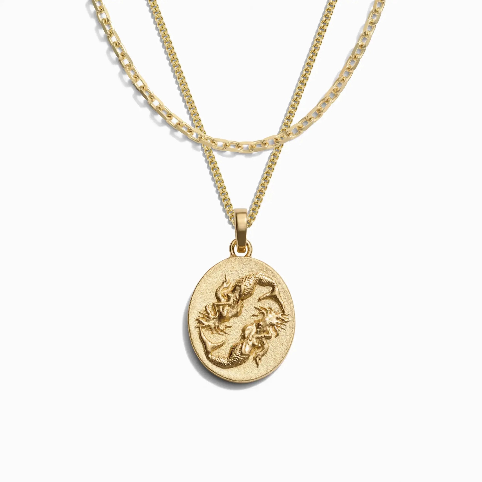 Awe Inspired - Men's Zodiac Goddess Amulet Set - 14K Yellow Gold Vermeil Pisces