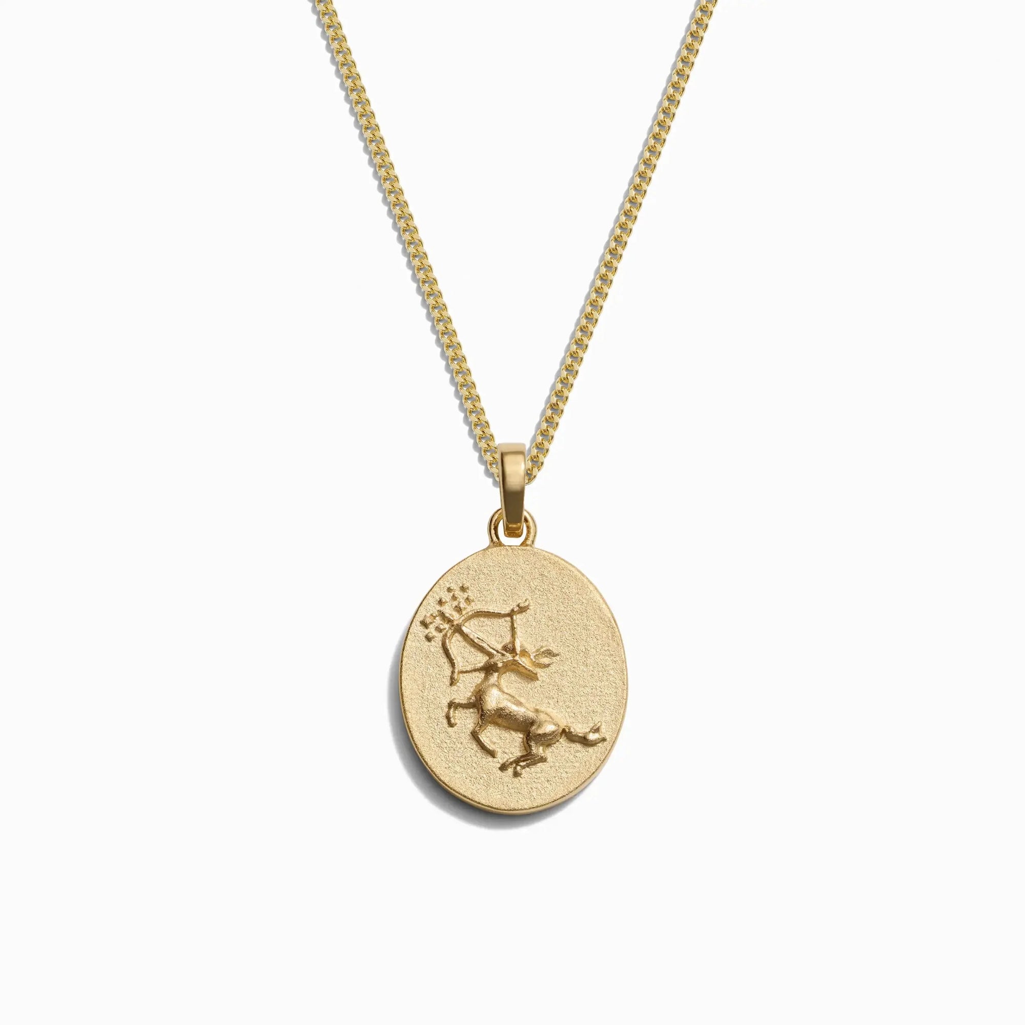 Awe Inspired - Men's Zodiac Necklace - 14K Yellow Gold Vermeil Sagittarius 22" Cuban Chain
