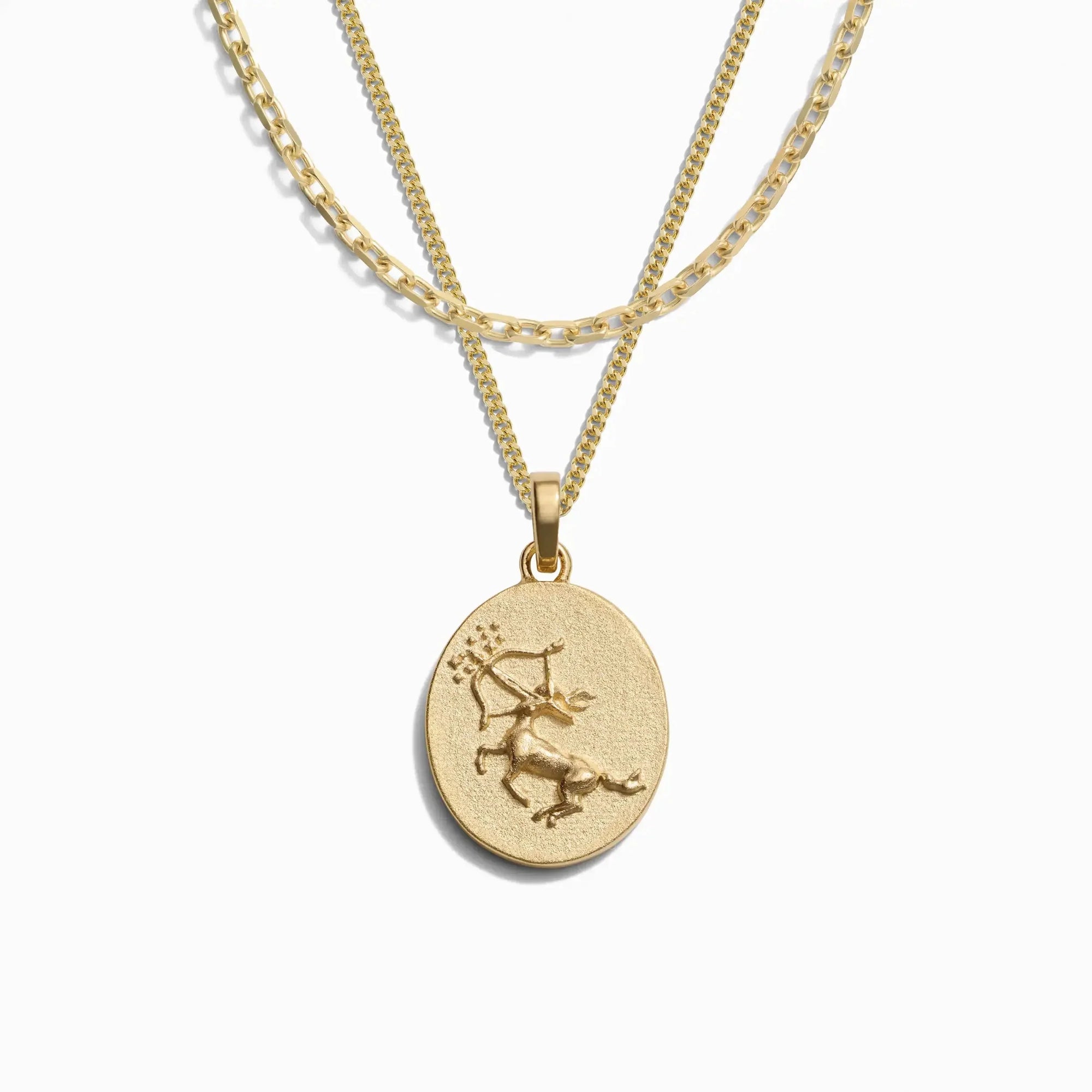 Awe Inspired - Men's Zodiac Goddess Amulet Set - 14K Yellow Gold Vermeil Sagittarius
