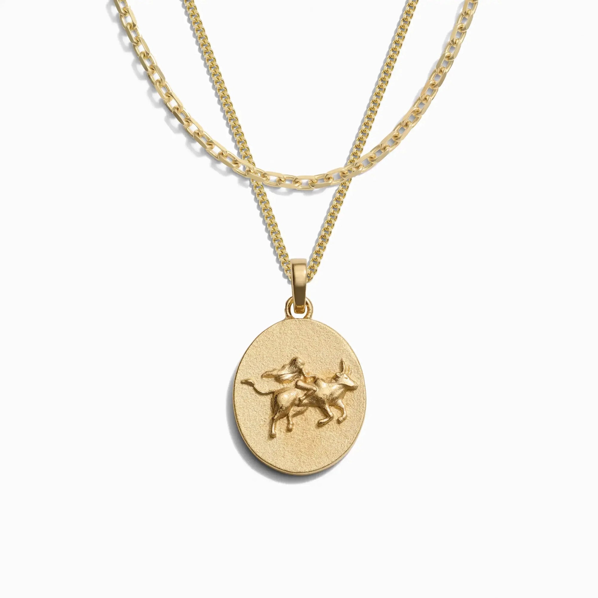 Awe Inspired - Men's Zodiac Goddess Amulet Set - 14K Yellow Gold Vermeil Taurus