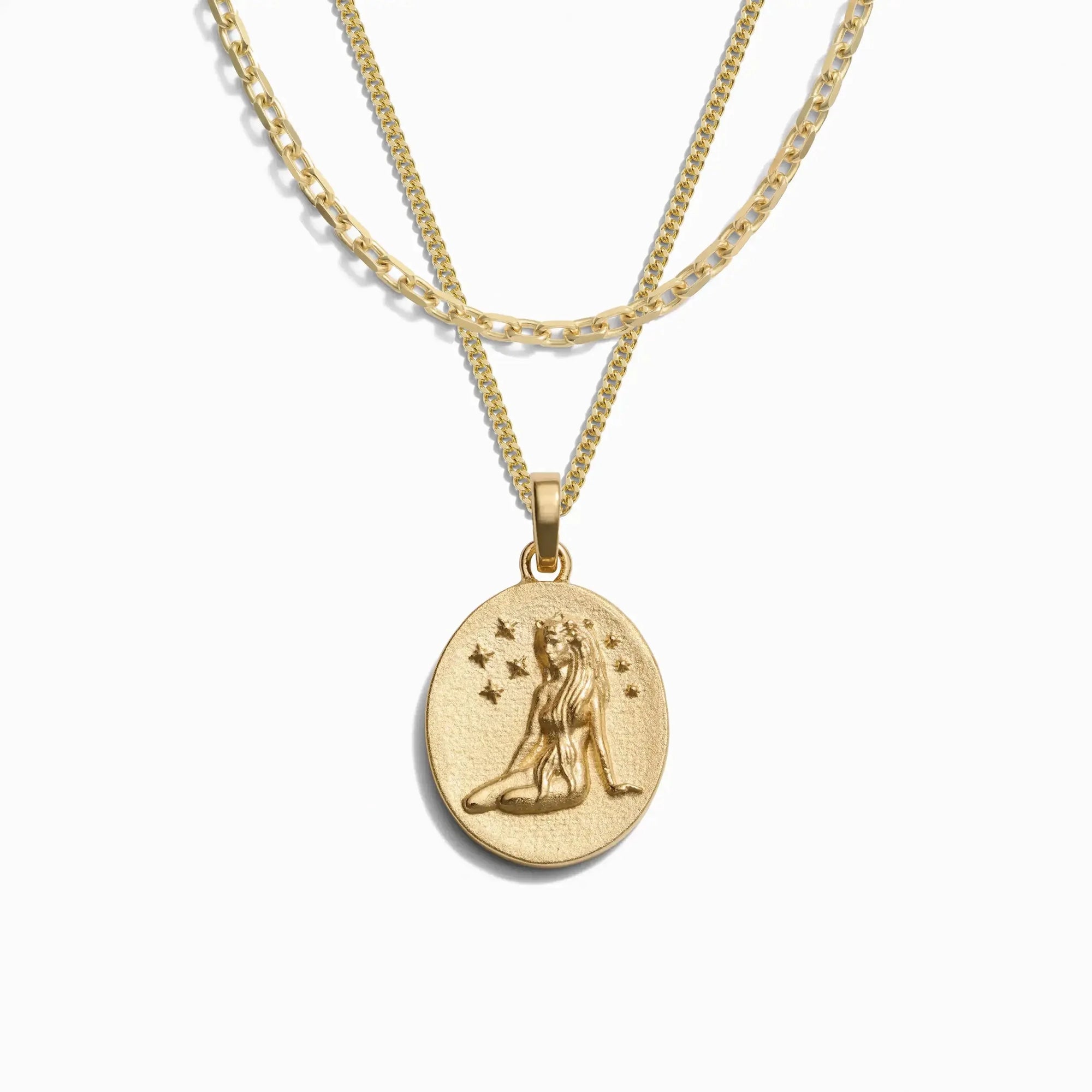 Awe Inspired - Men's Zodiac Goddess Amulet Set - 14K Yellow Gold Vermeil Virgo