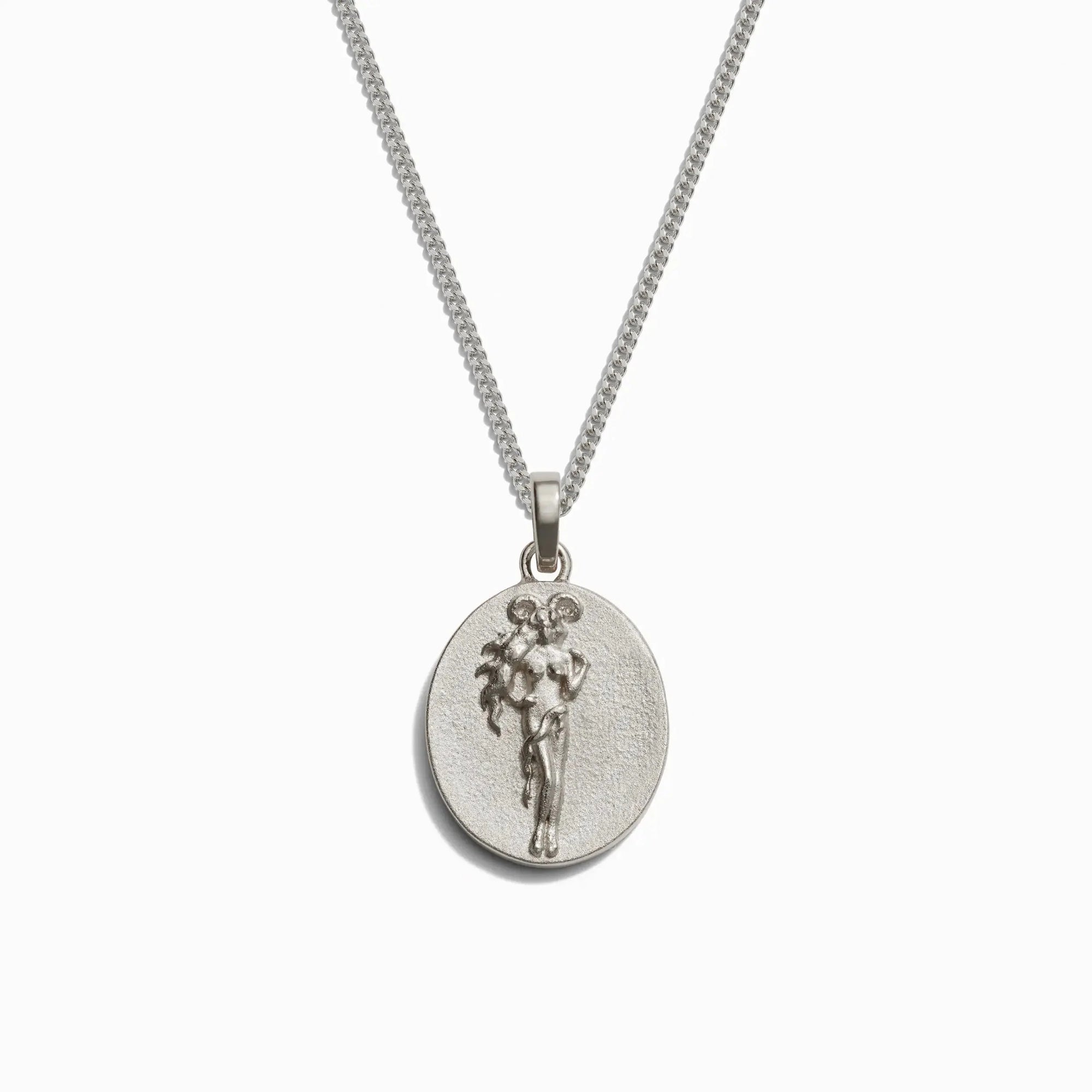 Awe Inspired - Men's Zodiac Necklace - 925 Sterling Silver Aries 22" Cuban Chain