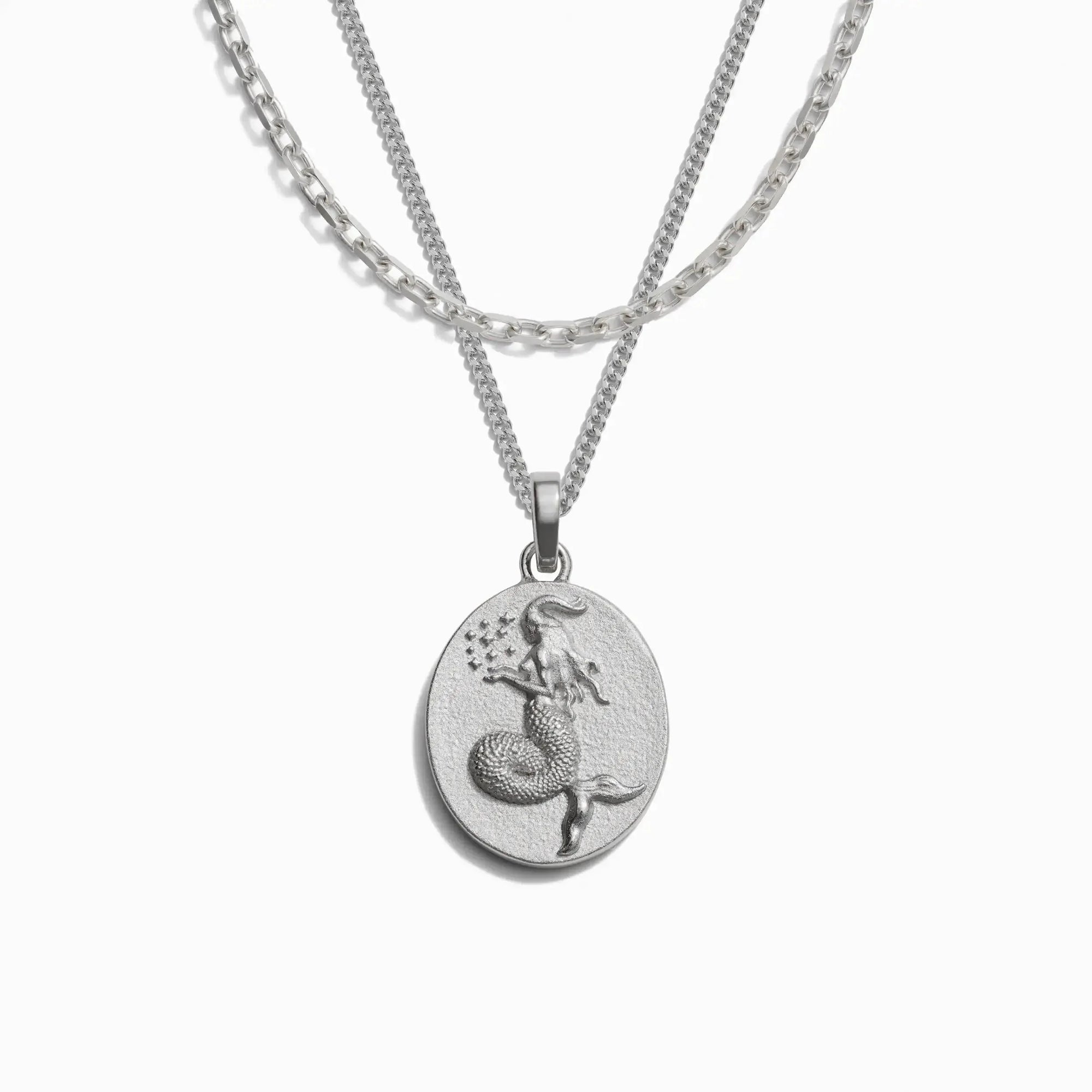 Awe Inspired - Men's Zodiac Goddess Amulet Set - 925 Sterling Silver Capricorn